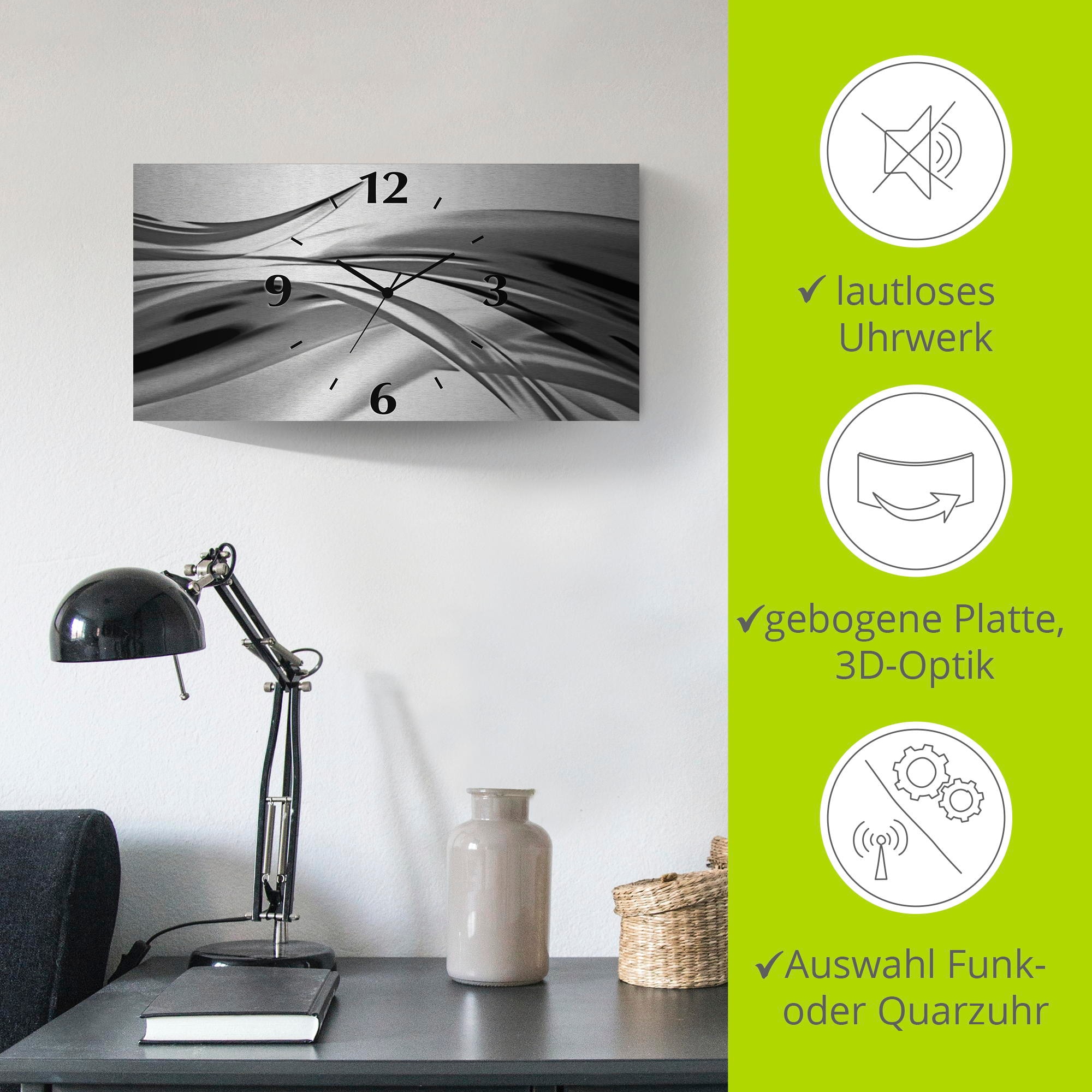 Artland Wanduhr »Schöne Welle - Abstrakt«, 3D Optik gebogen, mit Quarz- oder Funkuhrwerk, versch. Größen