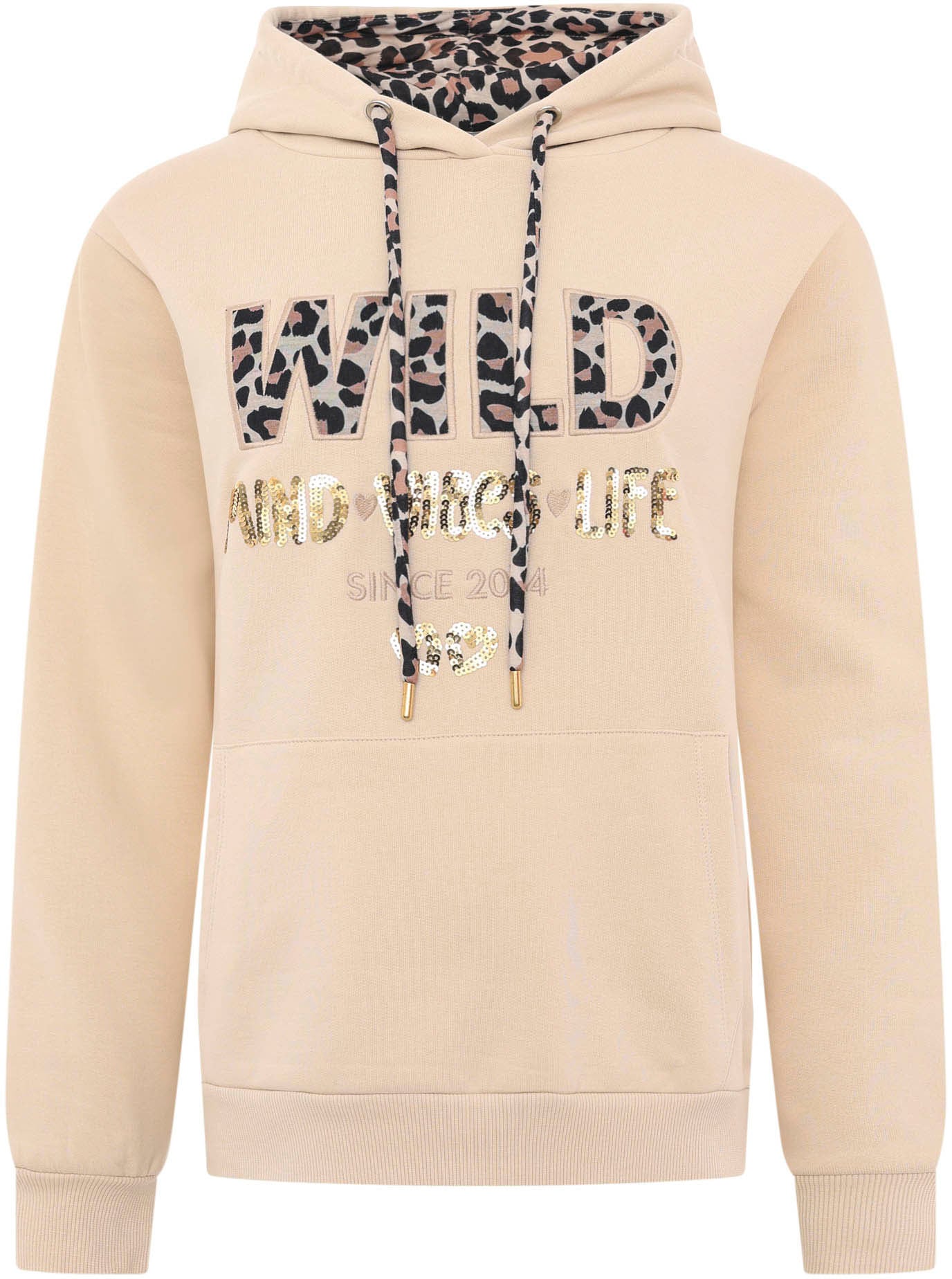 Zwillingsherz Hoodie »"Wild Free"«, mit Pailletten, Kordel und Innenseite der Kapuze im -Look