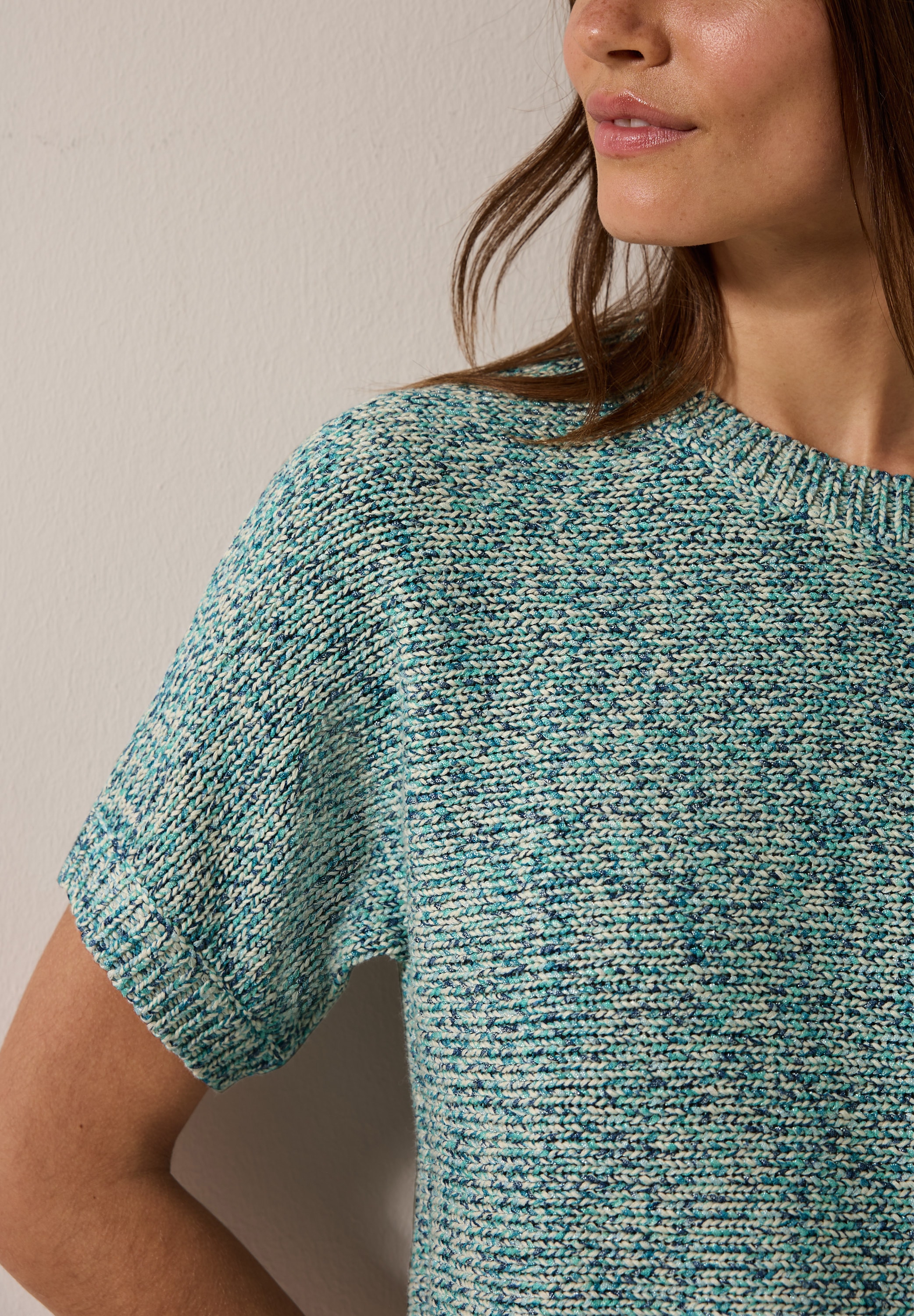 Cecil Kurzarmpullover, aus Mouliné