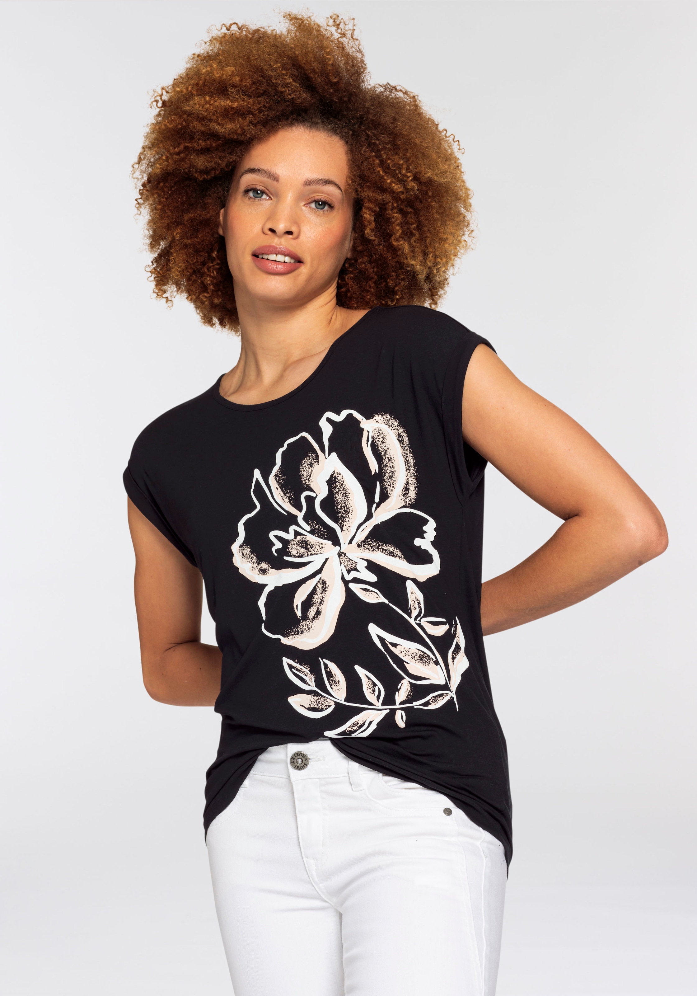Boysen's Print-Shirt, mit großem Floraldruck - - NEUE KOLLEKTION