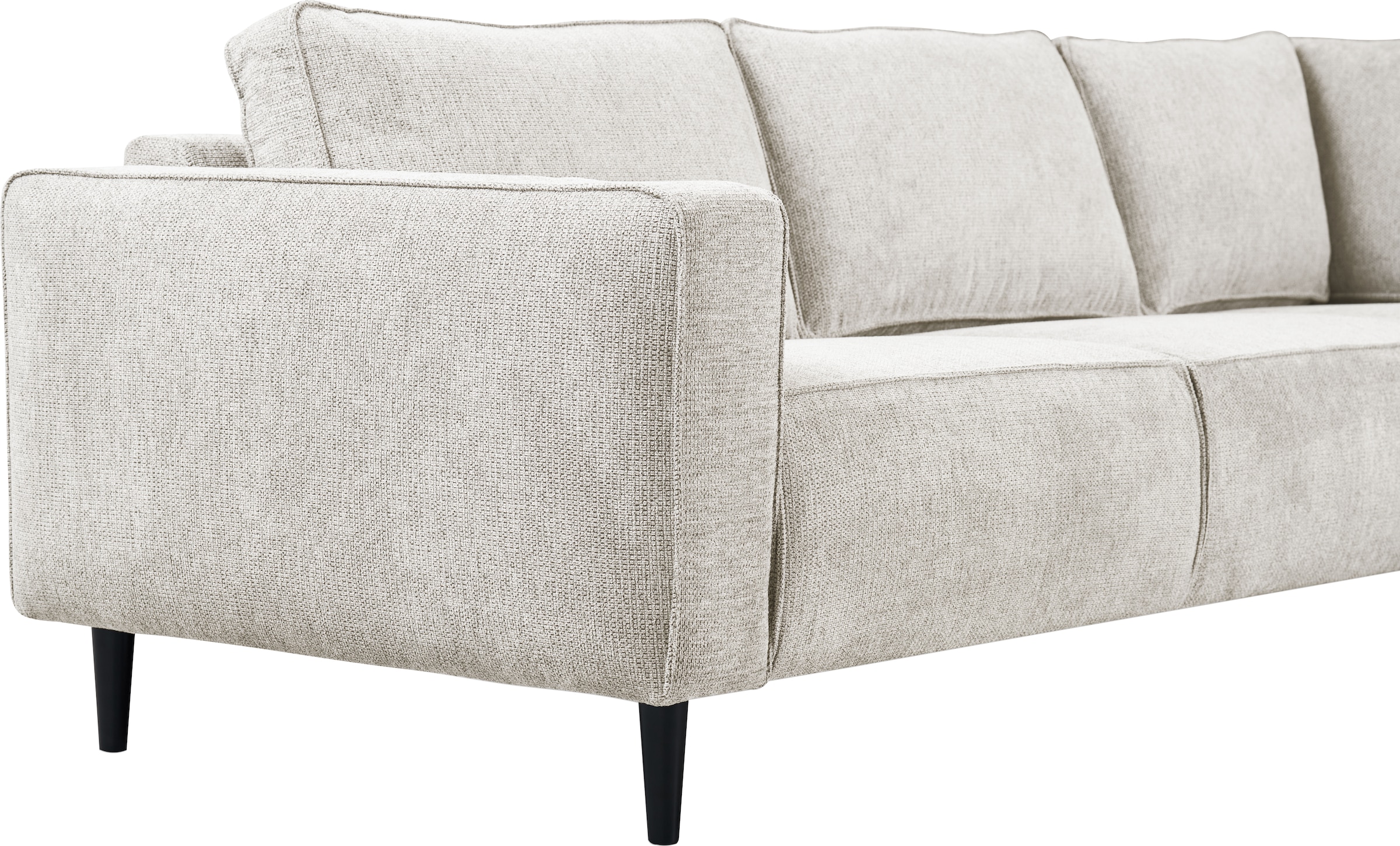 PLACES OF STYLE Ecksofa »Fumone, Lederoptik oder Soft-Touch Chenille« Breite 260, mit schwarzen Massivholzfüßen