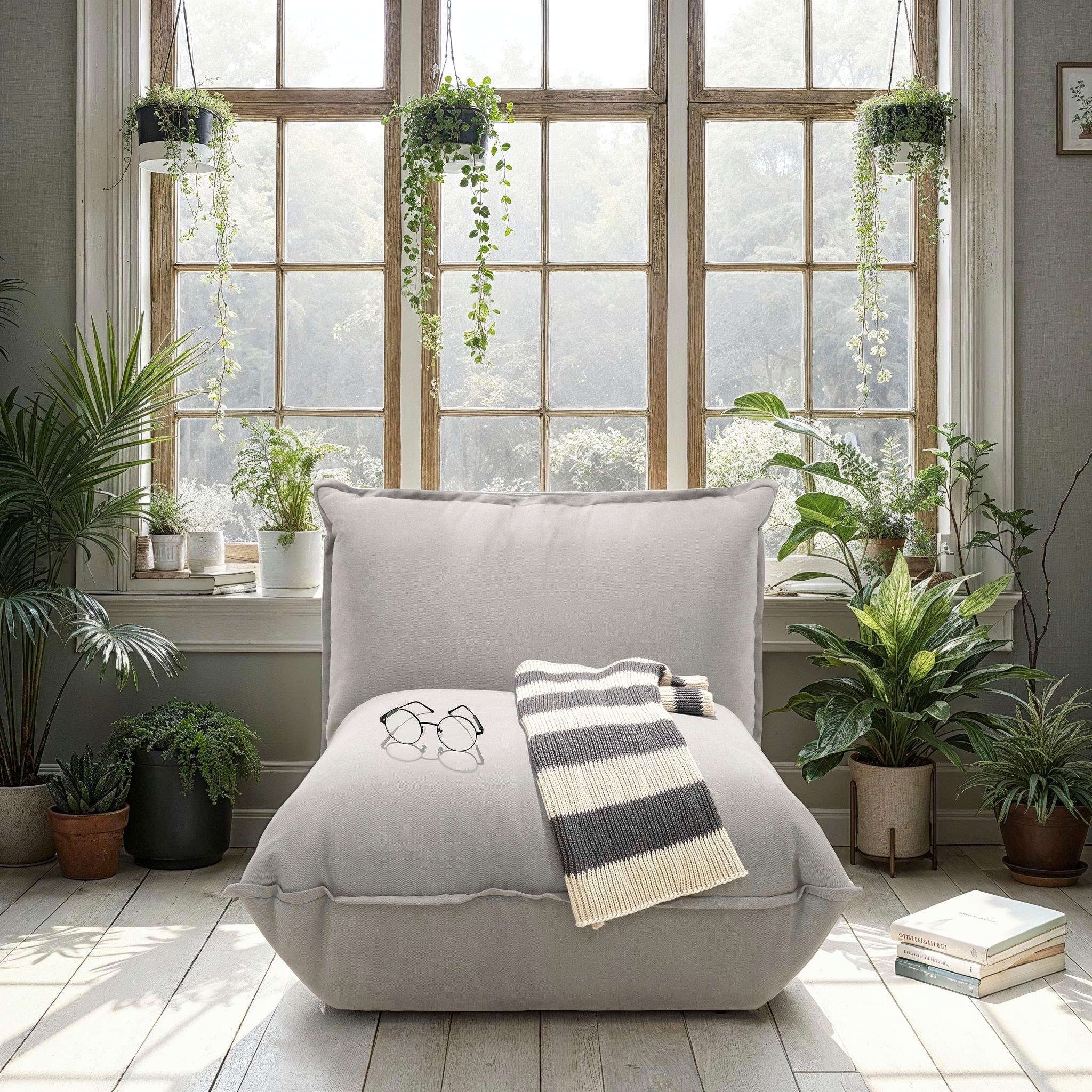 DOMO collection Sessel »Nantes Loungesessel, Wohlfühlsessel«, hochwertig gepolstert mit Federkern, Struktur weich, grau