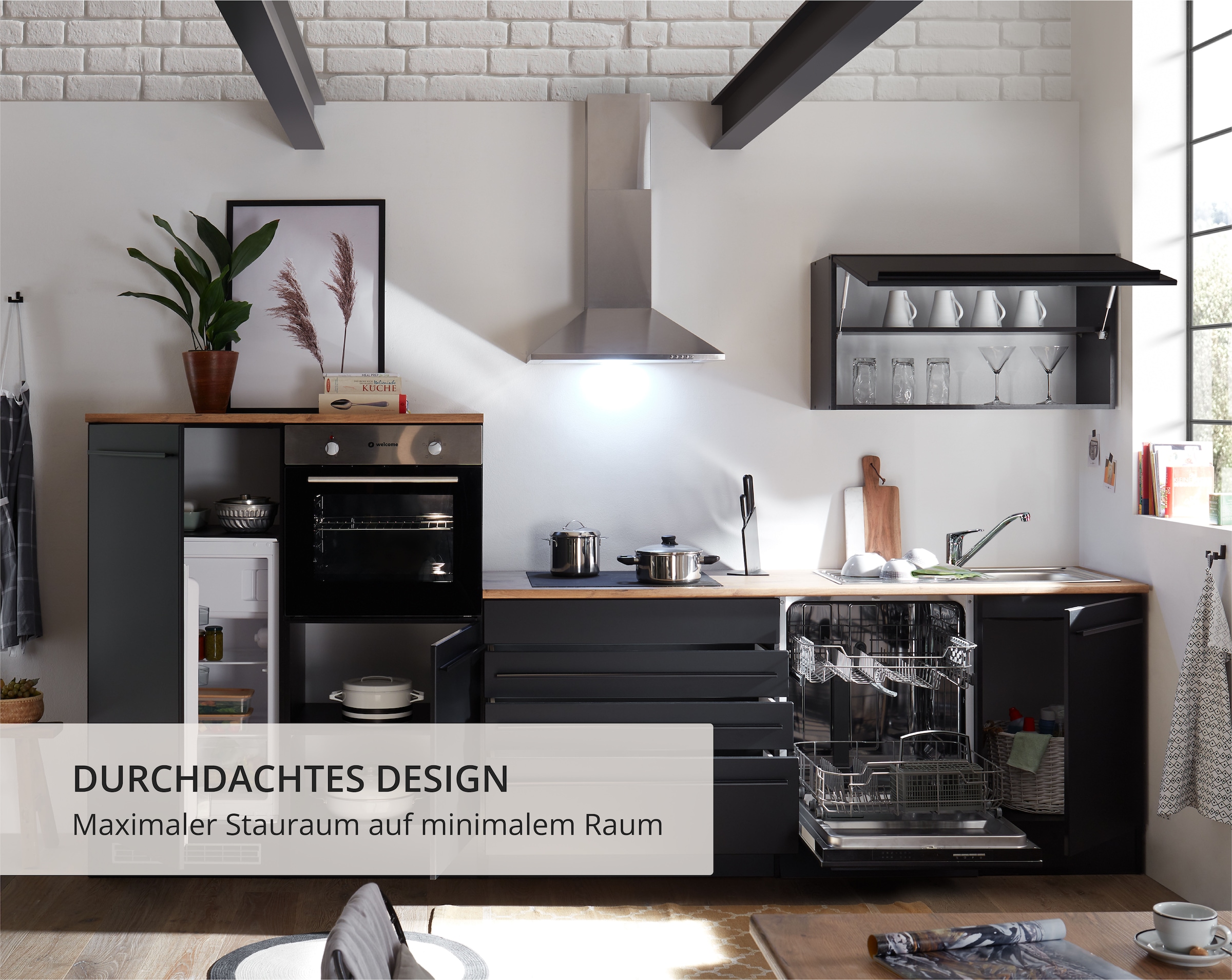 BASIC by Balculina Küchenzeile »Jazz«, Breite 320 cm, wahlweise mit E-Geräten