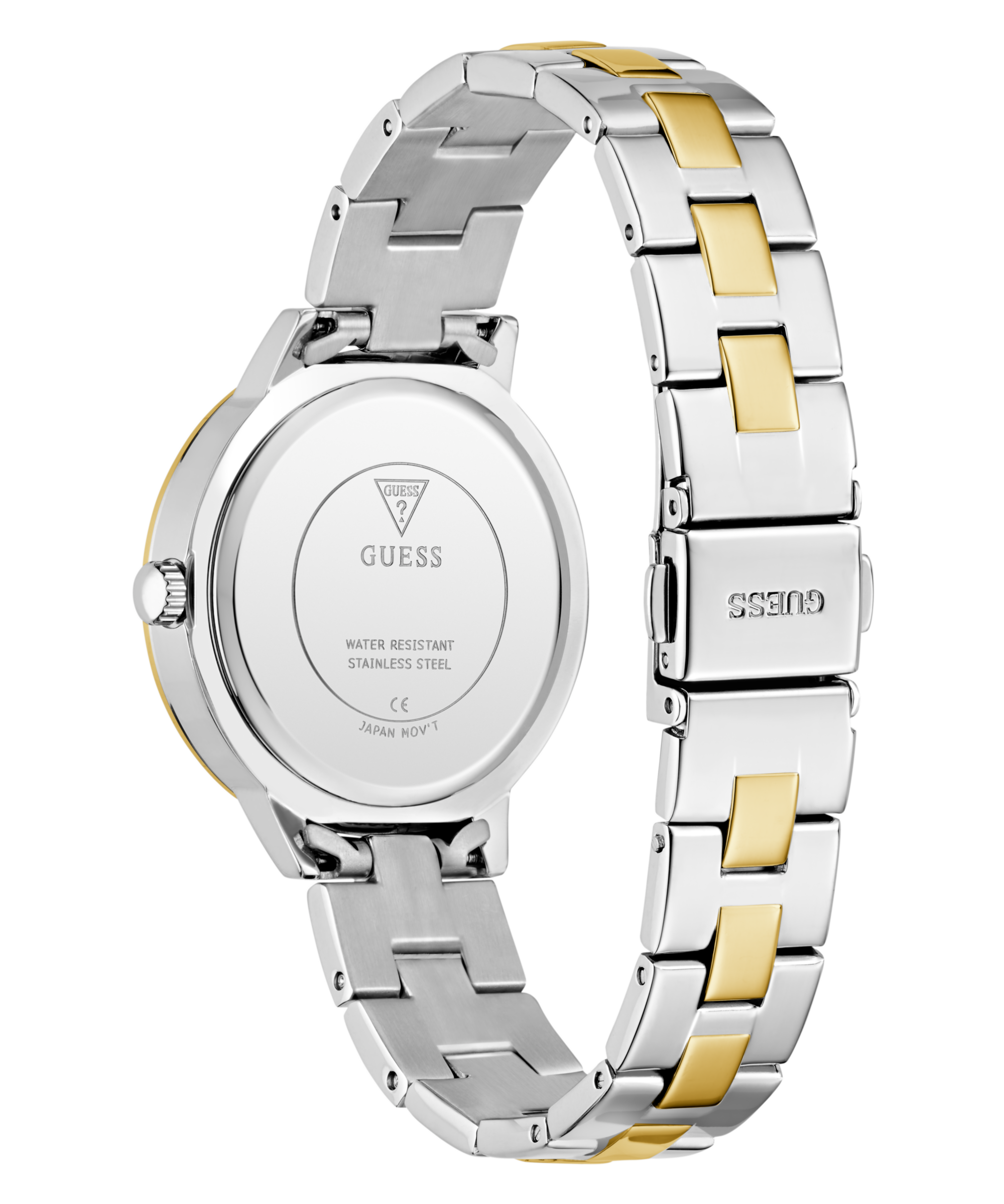 Guess Quarzuhr »G LACE« Armbanduhr, Damenuhr, Edelstahlarmband, Kristallsteine