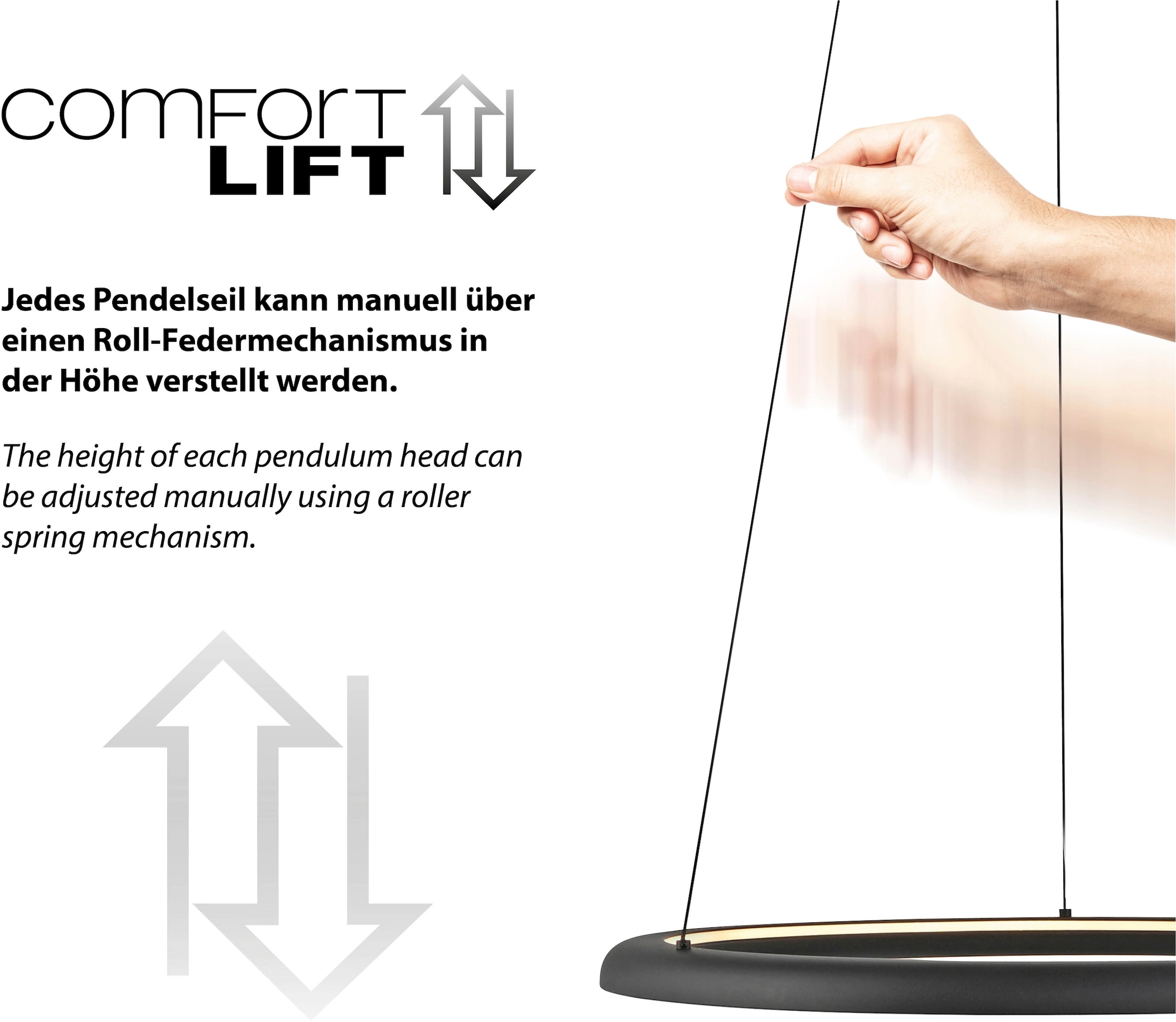 SCHÖNER WOHNEN-Kollektion LED Pendelleuchte »QUILLO« LED-Board 1 Stk. Warmweiß SCHÖNER WOHNEN Kollektion, SimplyDim, Memoryfunktion, Comfort-Lift