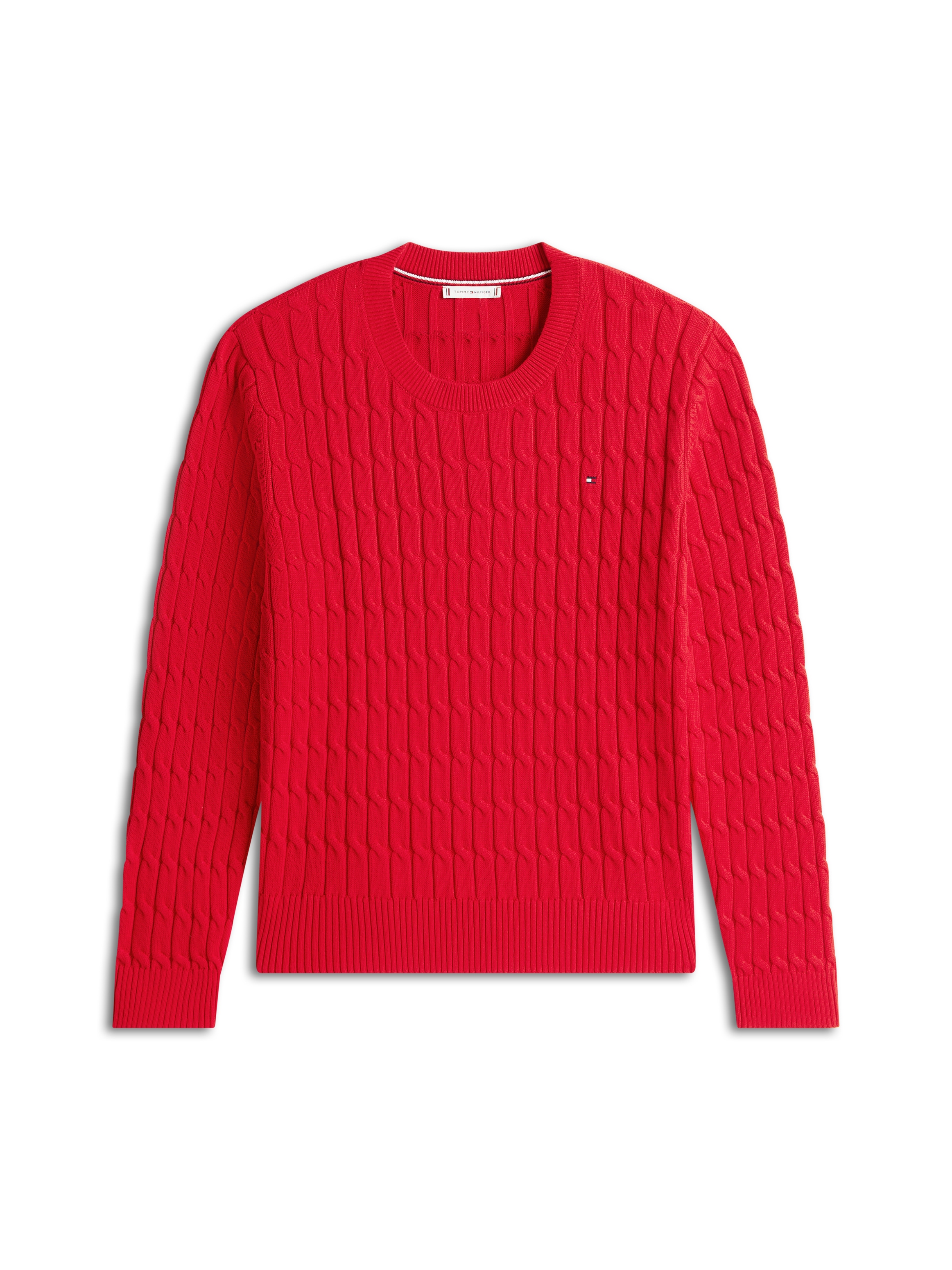 Tommy Hilfiger Curve Rundhalspullover »CRV CO CABLE MID GG C-NK LS SWT« in großen Größen, mit Zopfmuster