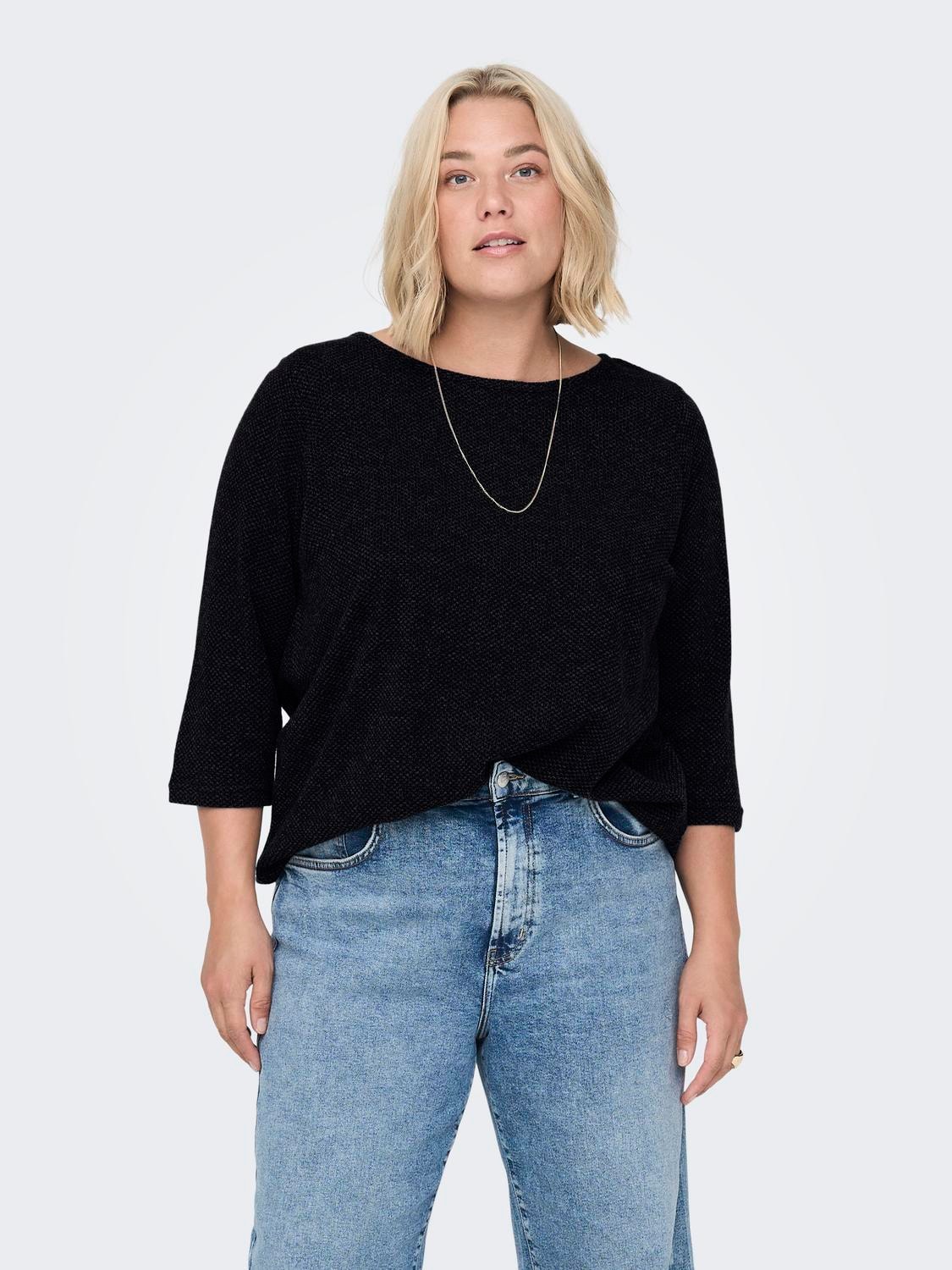 ONLY CARMAKOMA 3/4-Arm-Shirt »CARMARTHA 3/4 TOP« Kunstfaser, loose fit