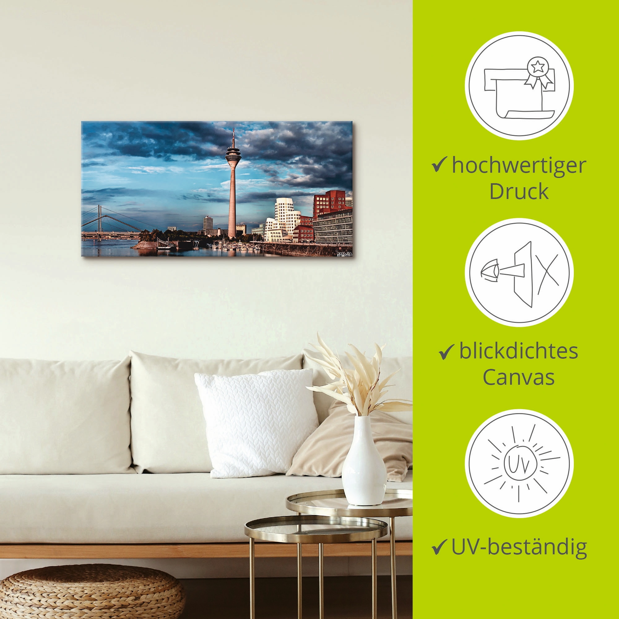 Artland Leinwandbild »Düsseldorf Skyline I«, Deutschland, (1 St.), auf Keilrahmen gespannt