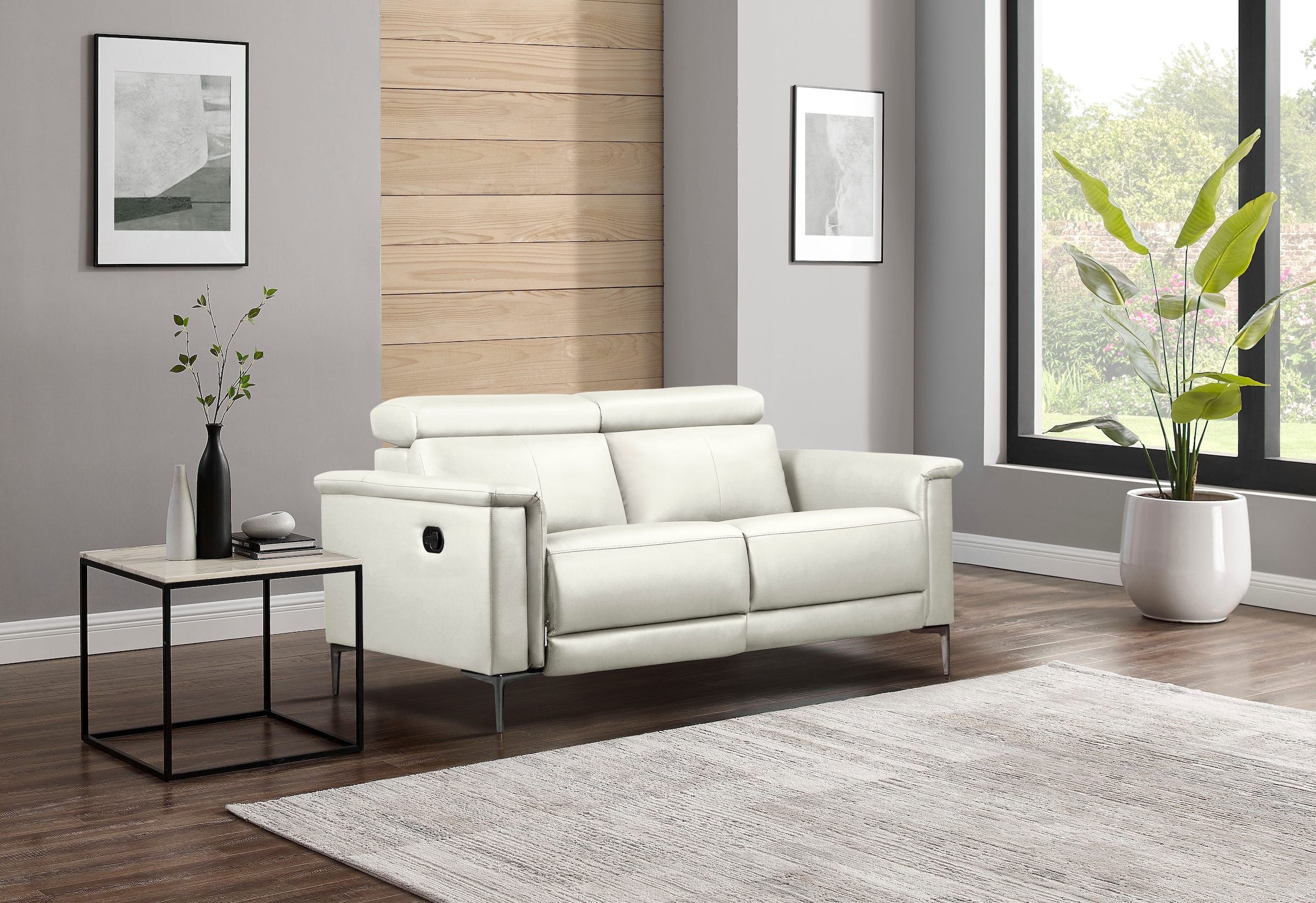 OTTO home 2-Sitzer »LUND Lederoptik, 160 cm, mit Relaxfunktion und Kopfteilverstellung« manuell od. elektrisch (m.USB-A), Federkern und Kopfteilverstellung