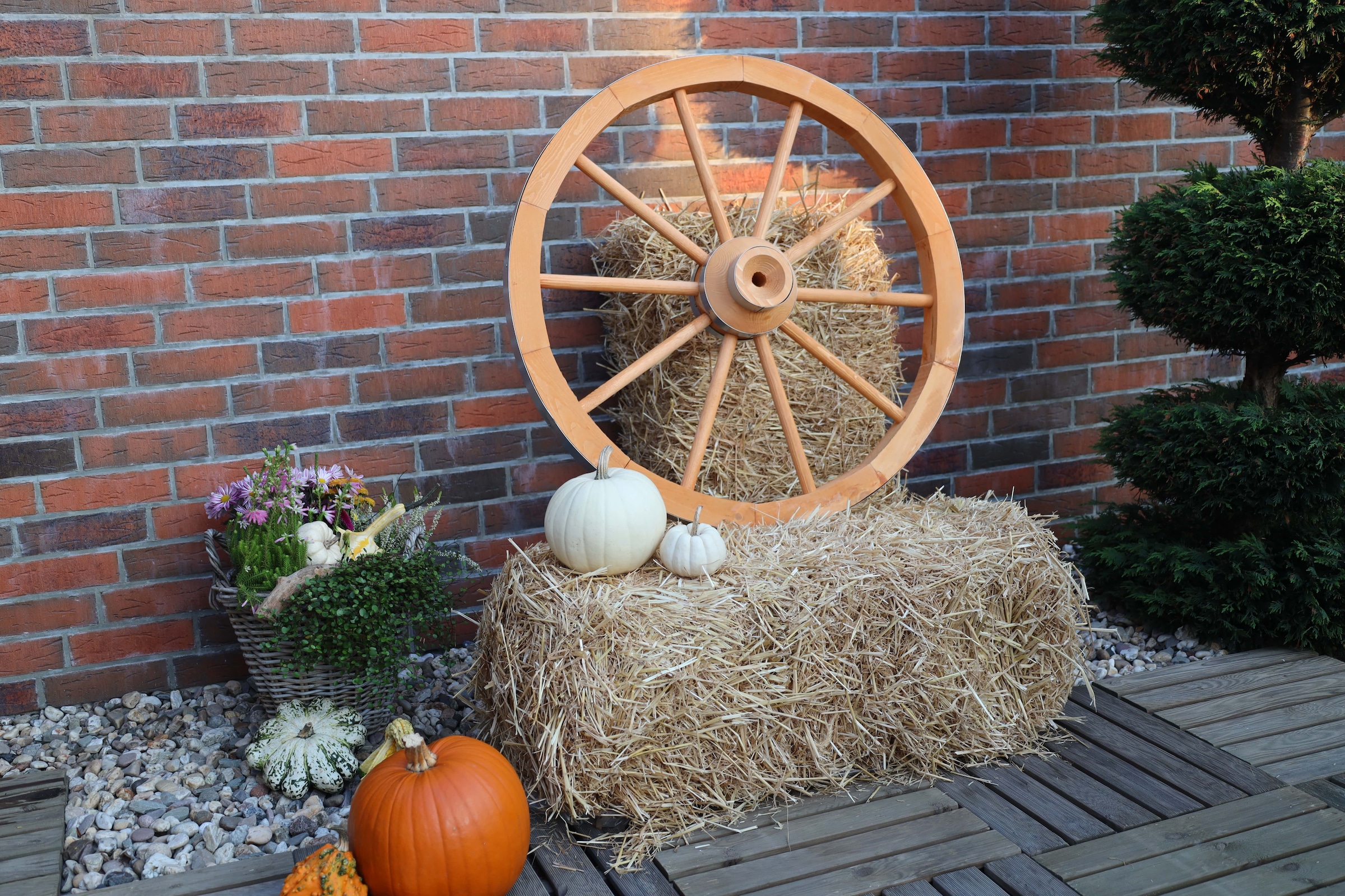 promadino Gartenfigur »Wagenrad« BxLxH: 90x22x90 cm
