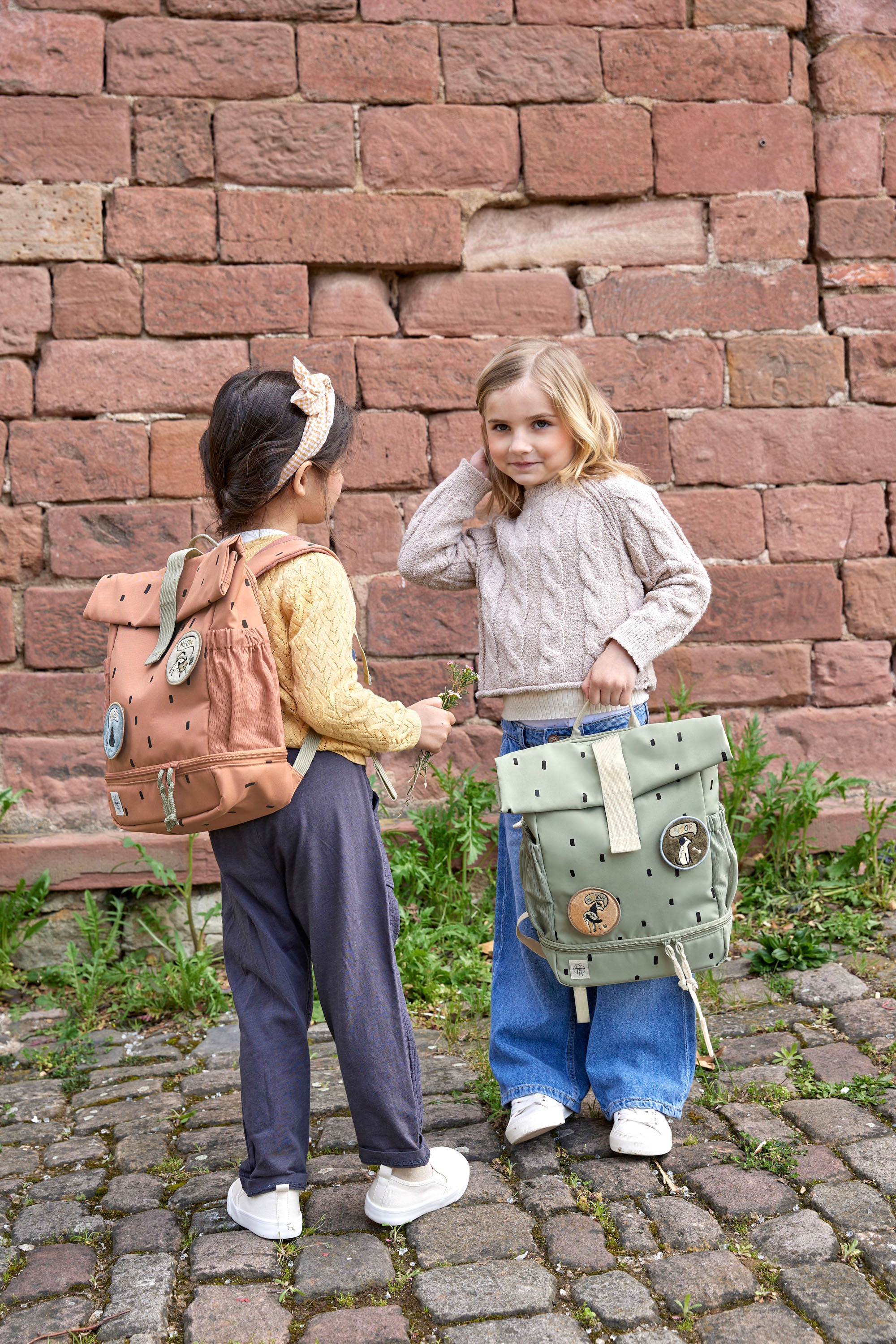 LÄSSIG Kinderrucksack »Happy Prints, Mini Rolltop, Caramel«, Reflektoren