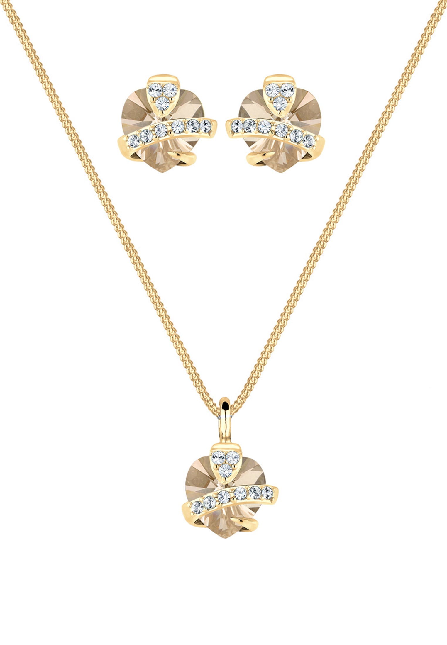Elli Ohrring und Ketten Set »Schmuckset Herz Glamourös 925 Silber, mit Kristallen von Swarovski®« ()