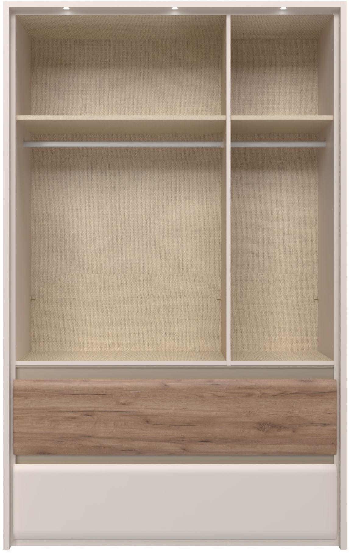 Places of Style Kleiderschrank »Invictus, UV lackiert, FSC-zertifiziert, grifflose Optik«, (abgerundete Schubladen aus MDF im Holzdekor, soft-close), mit Beleuchtung, Türen komplett verspiegelt, hoher Schrank (226cm)