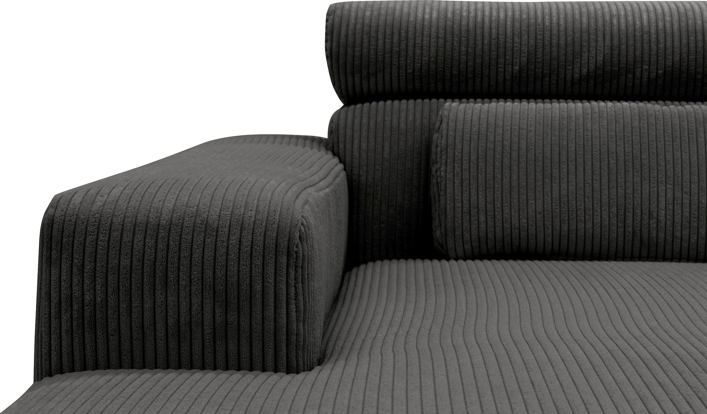 DOMO collection Ecksofa »Brandon B/T: 289/177 cm, belastbar bis 140kg/ Sitz, L-Form«, ohne Sitztiefenverstellung, Cord, grau