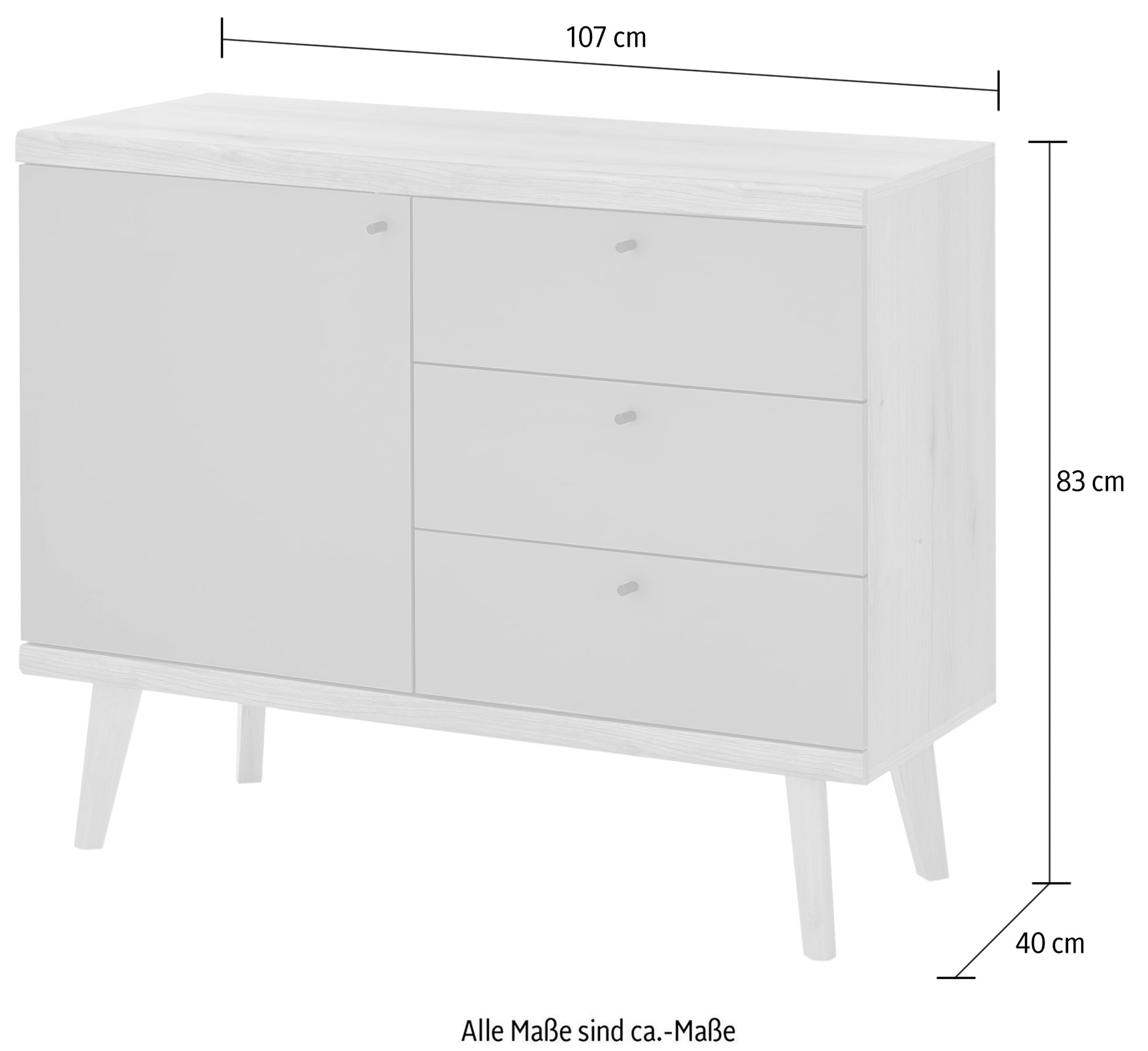 INOSIGN Sideboard »MAVAS«, in moderner Trendfarbe, Griffe aus Metall (Schwarz), Breite 107 cm