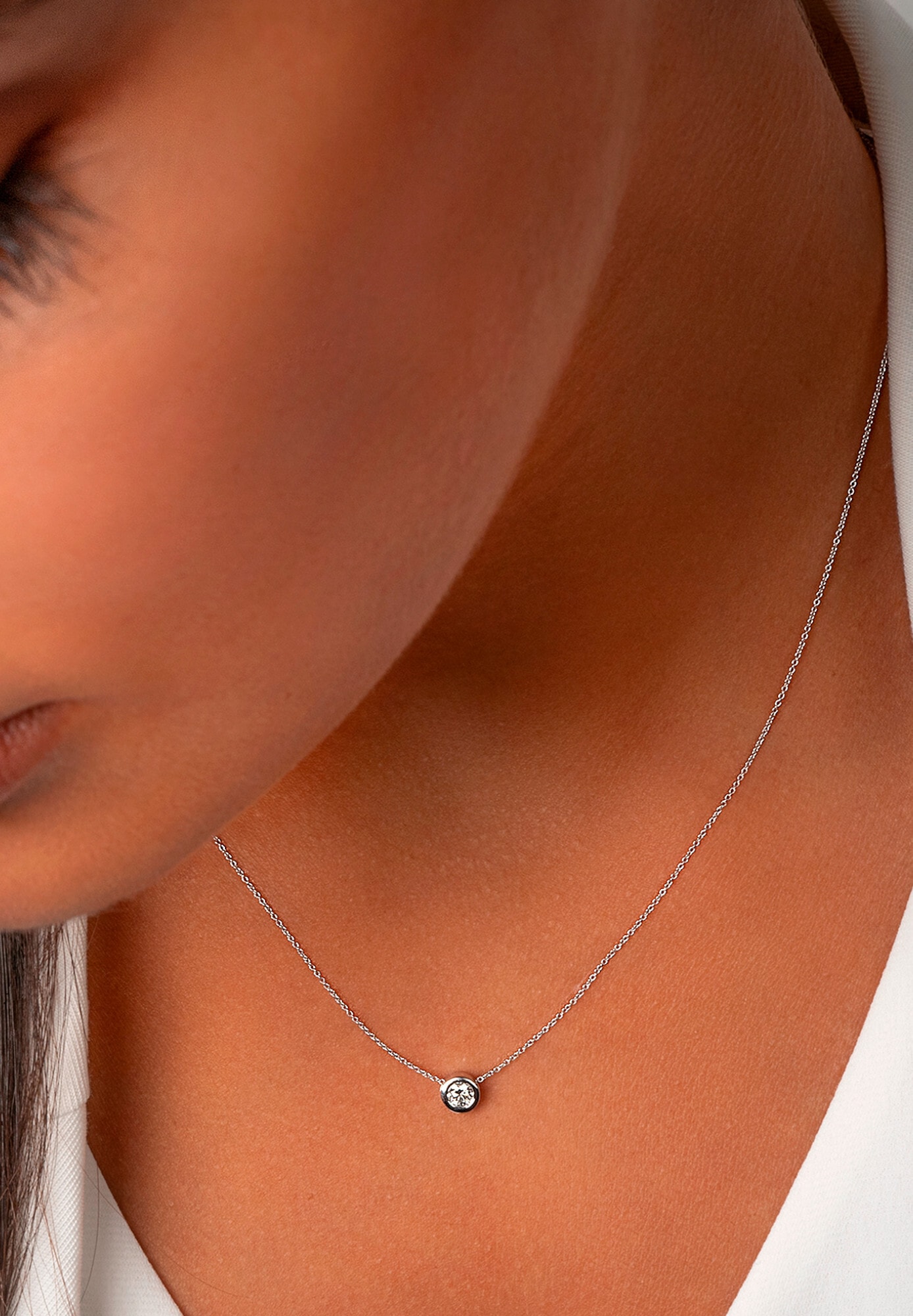ONE ELEMENT Goldkette »0.15 ct Diamant Brillant Zarge Halskette aus 585 Weißgold  45 cm Ø 5 mm«