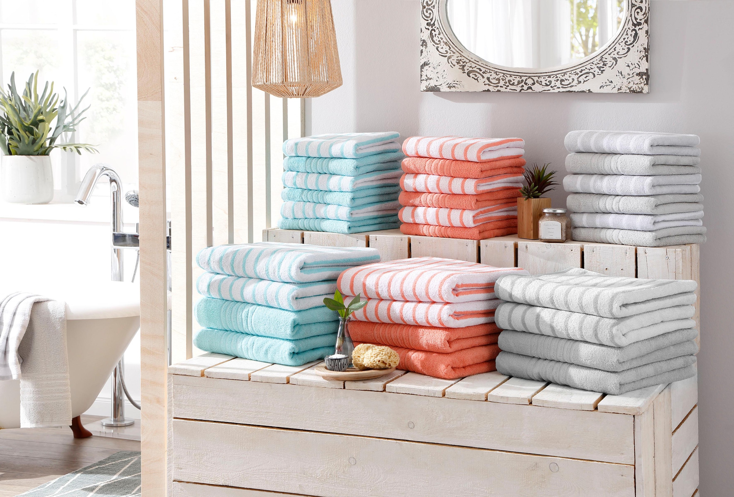 my home Badetücher Handtuchset Streifen, Serie, bei Uni »Finn«, Baumwolle Farben St.), und Set (4 100% und mit