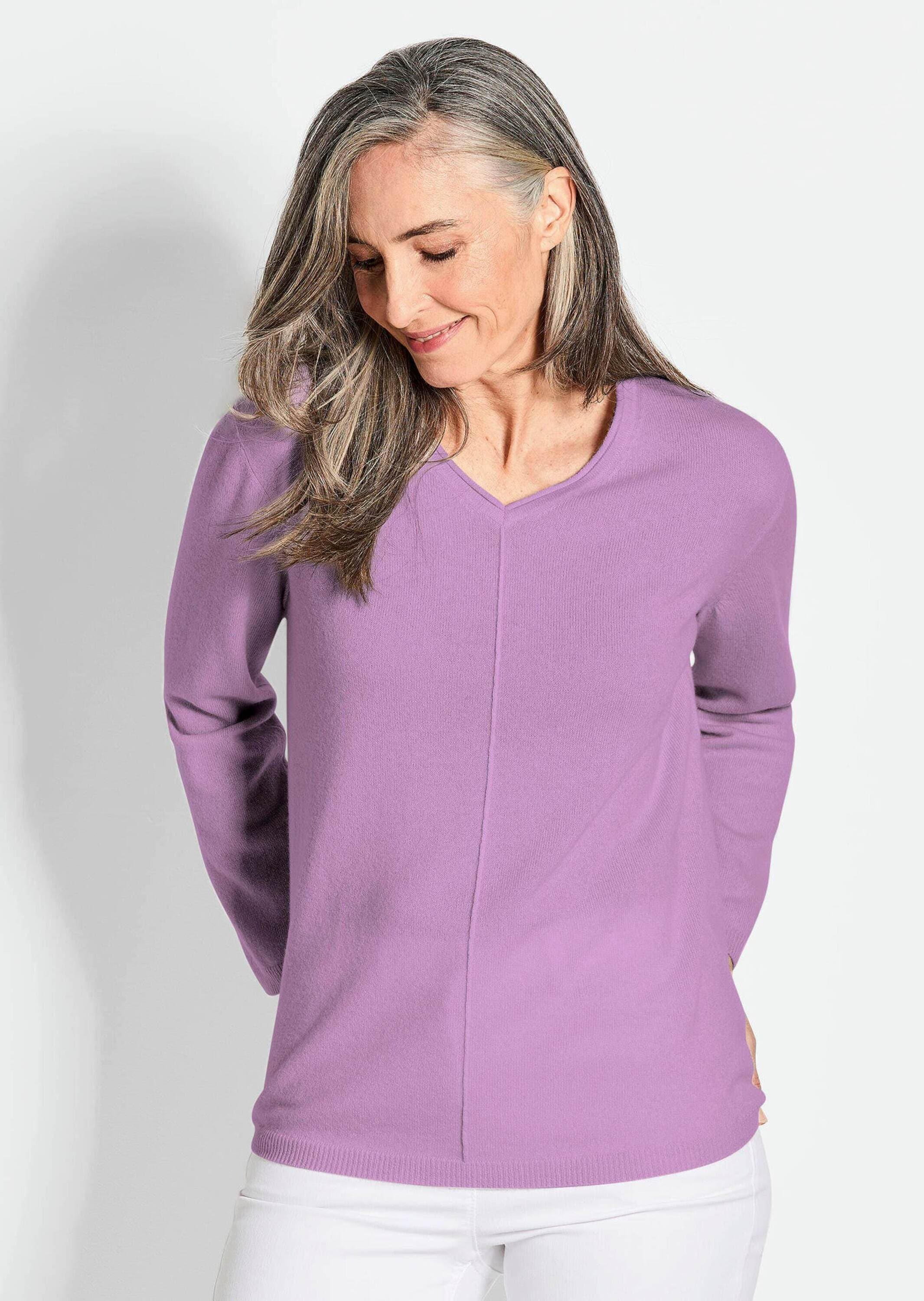 GOLDNER Strickpullover »Kurzgröße Kaschmirpullover mit V-Ausschnitt«