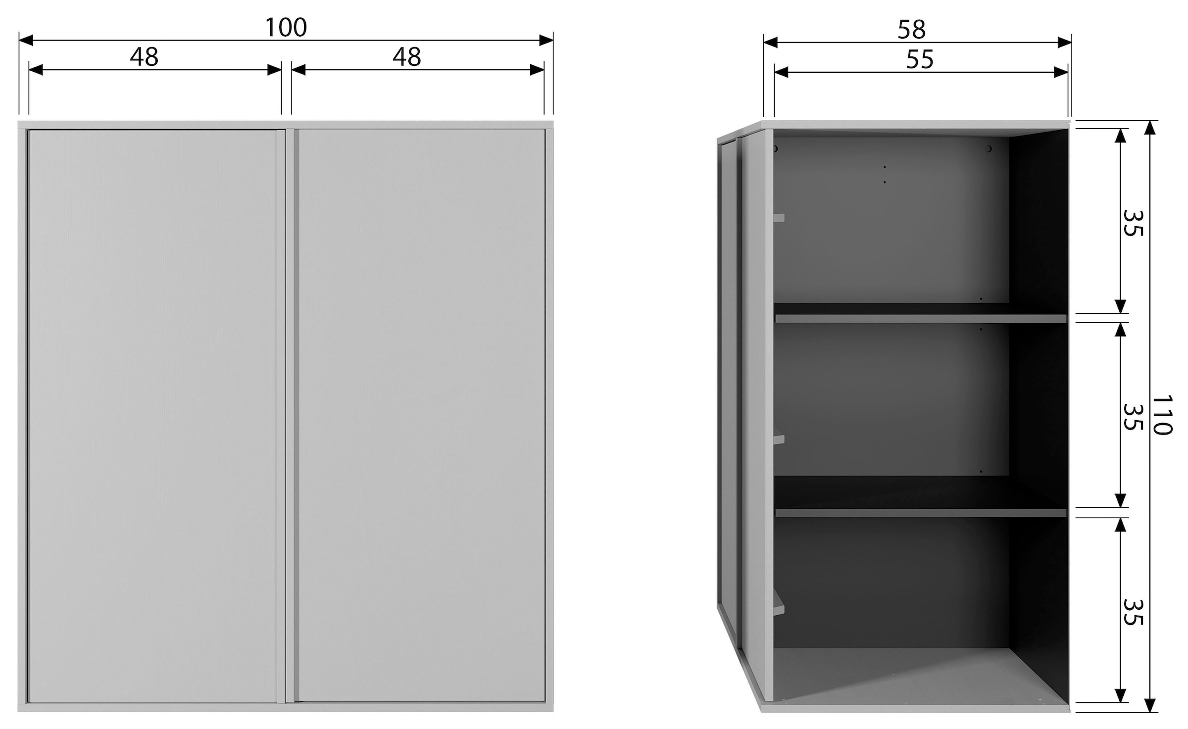 WOOOD Garderobenschrank »Daily«, mit Push-to-Open Funktion, H 110 cm x B 100 cm