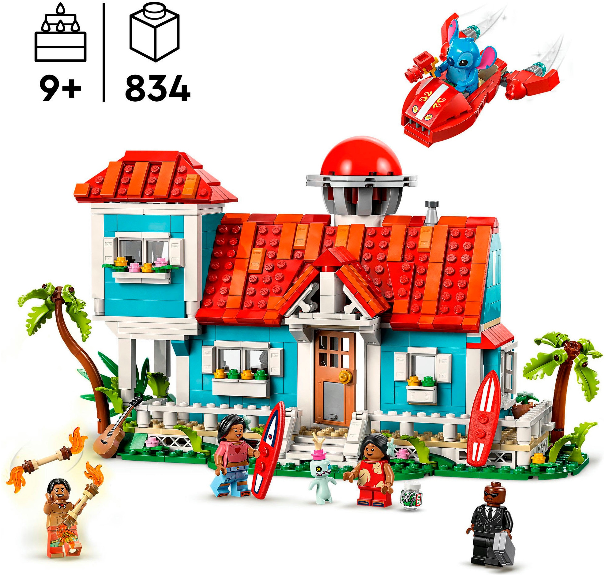 LEGO® Konstruktionsspielsteine »Das Strandhaus aus „Lilo und Stitch“ (43268), LEGO® Disney Classic«, (834 St.), Made in Europe