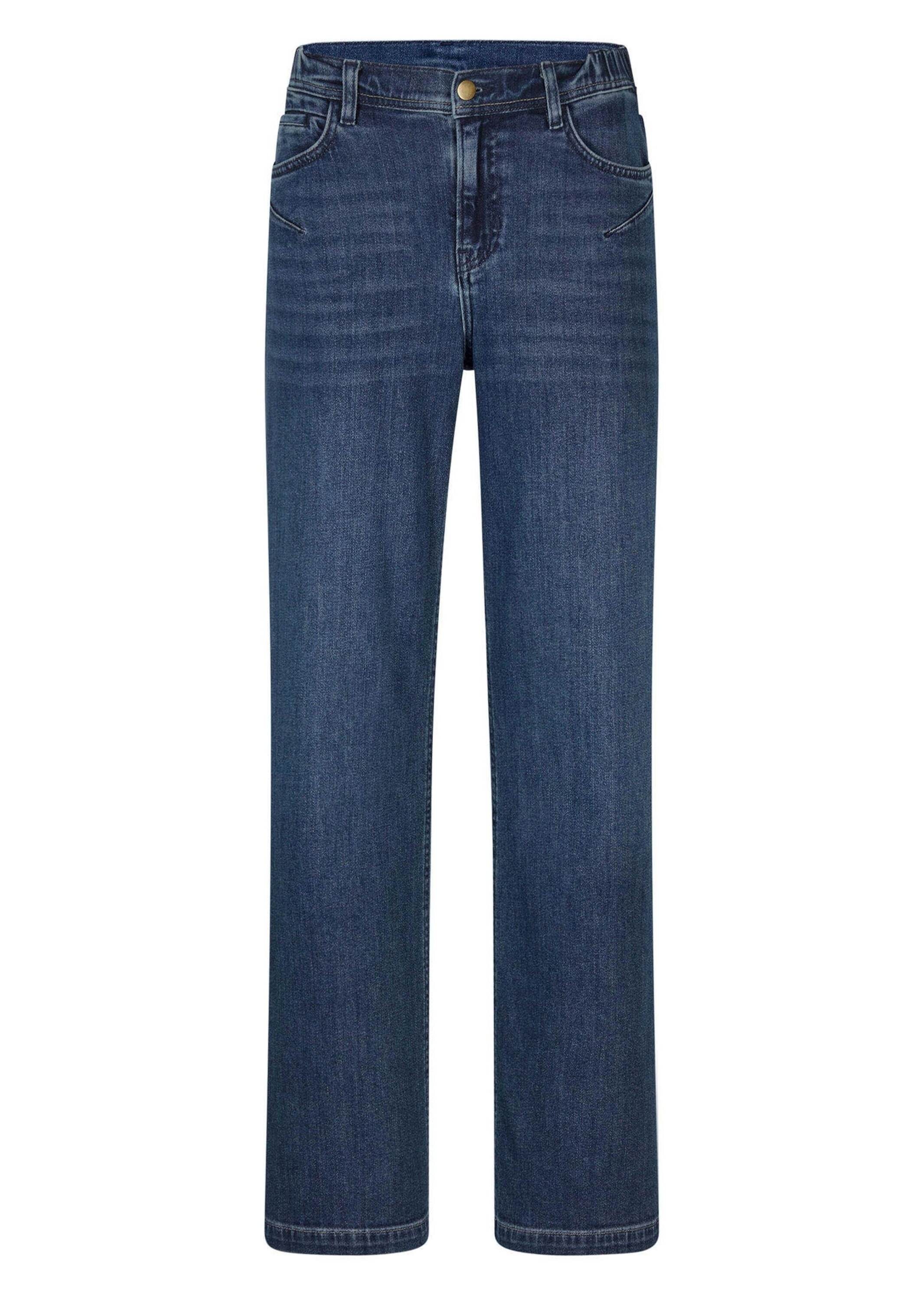 GOLDNER, Damen, Regular-fit-Jeans »5-Pocket Jeans-Culotte VERA«, dunkelblau, N-Gr, 42 - N-Gr, dunkelblau, Extra weites Bein mit Saumweite: ca. 64 cm