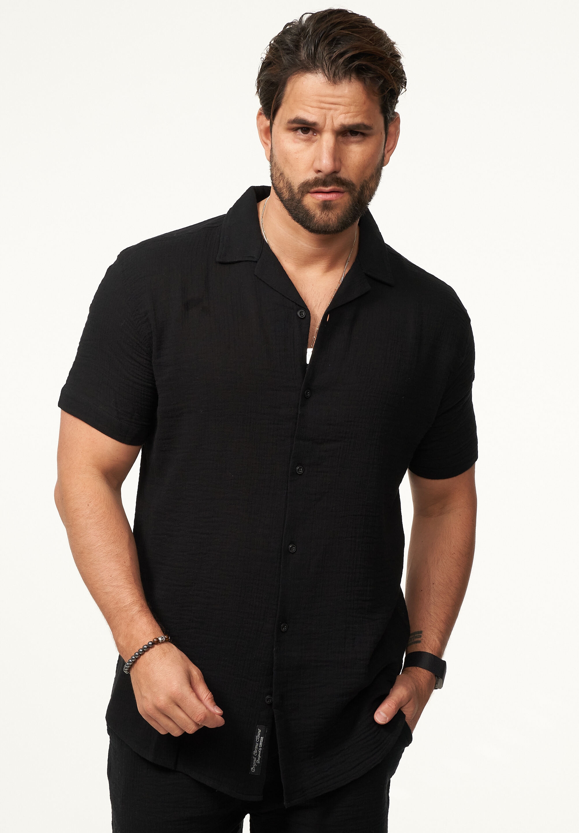 CARISMA Kurzarmhemd »im Vintage Summer-Look in Crinkle Optik« Herren luftig leichtes Kurzarm Feinstrick Polo-Hemd T-Shirt