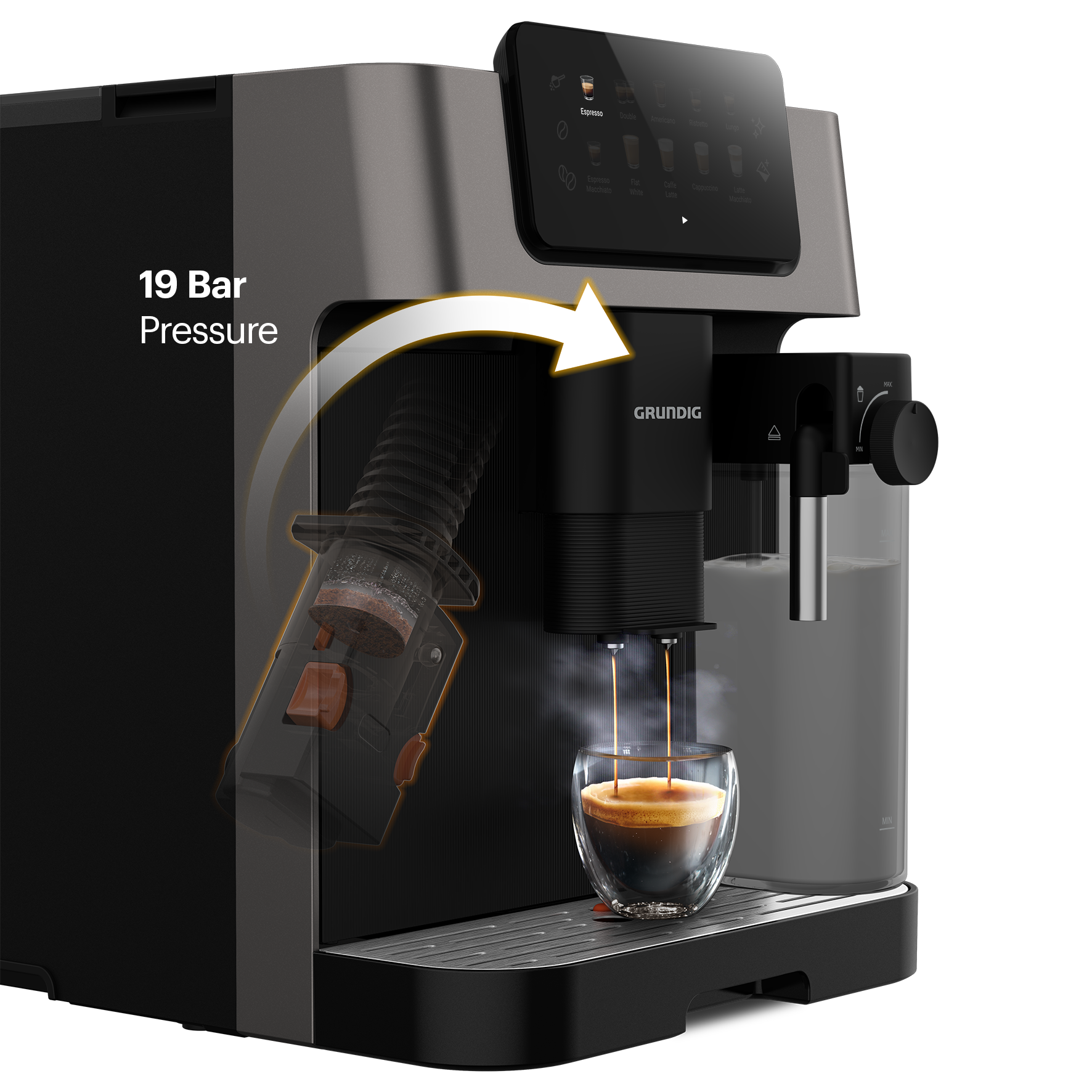 Grundig Kaffeevollautomat »KVA 7230« Kaffeevollautomat mit 19 Bar, GrindPro™ & CreamyPro™ System