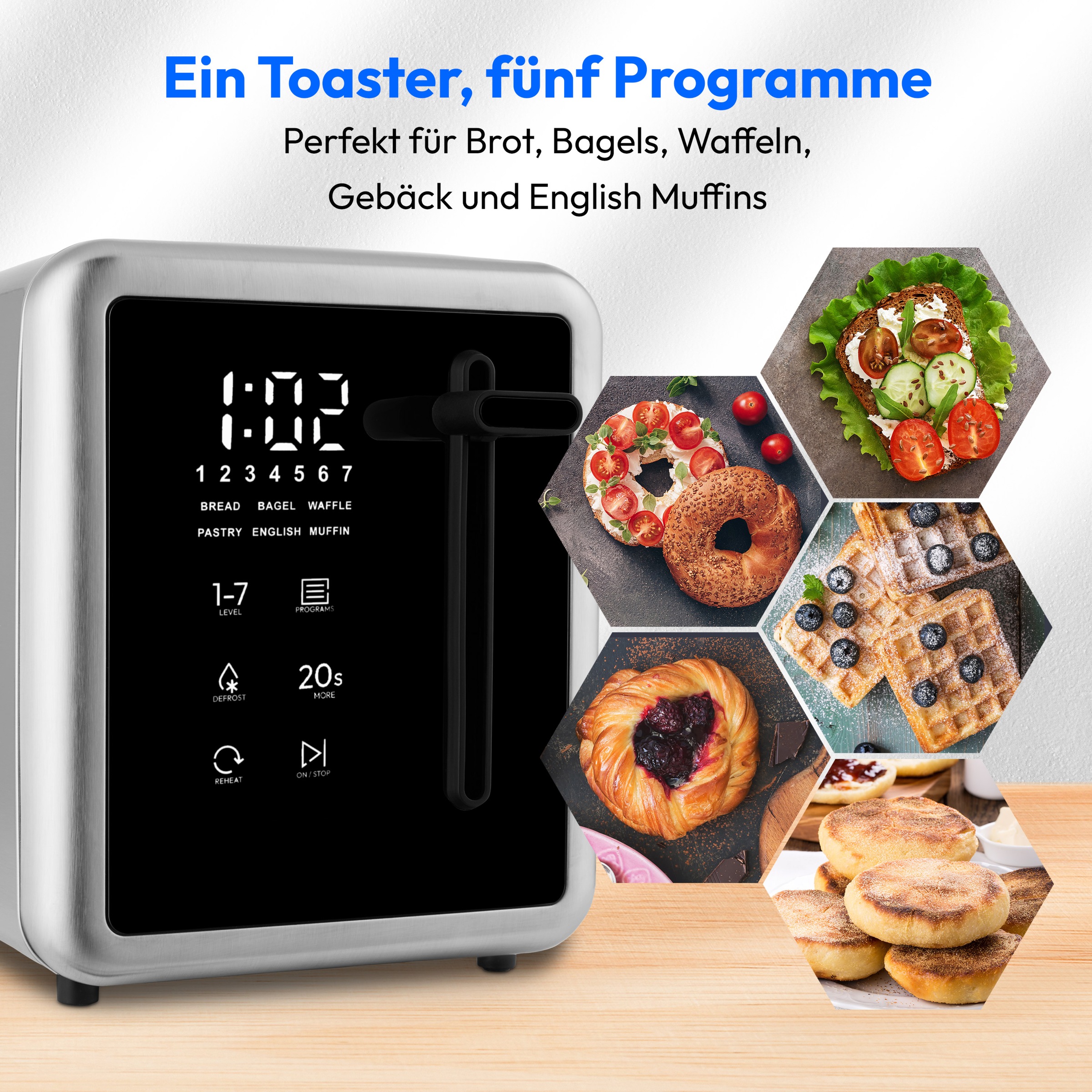 Medion® Toaster »MD12102, 2 Toastschlitze« 2 Schlitze für 2 Scheiben 850 W abnehmbarer Brötchenaufsatz
