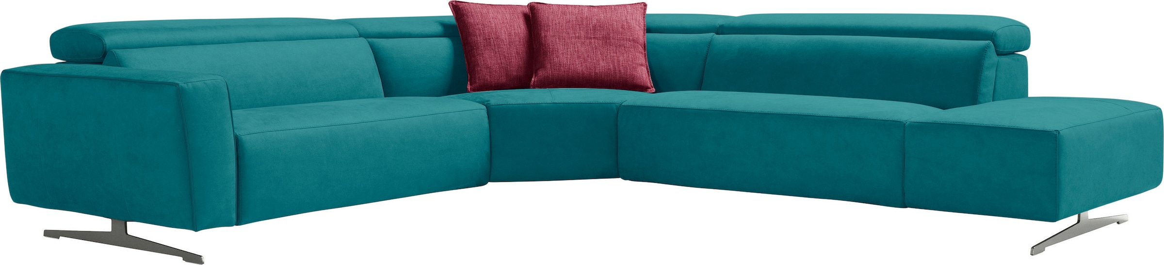 Egoitaliano Ecksofa »Stefanie-e, Designsofa der Extraklasse, bequem mit hohem Sitzkomfort«, mit Relaxfunktion und verstellbaren Kopfteilelementen