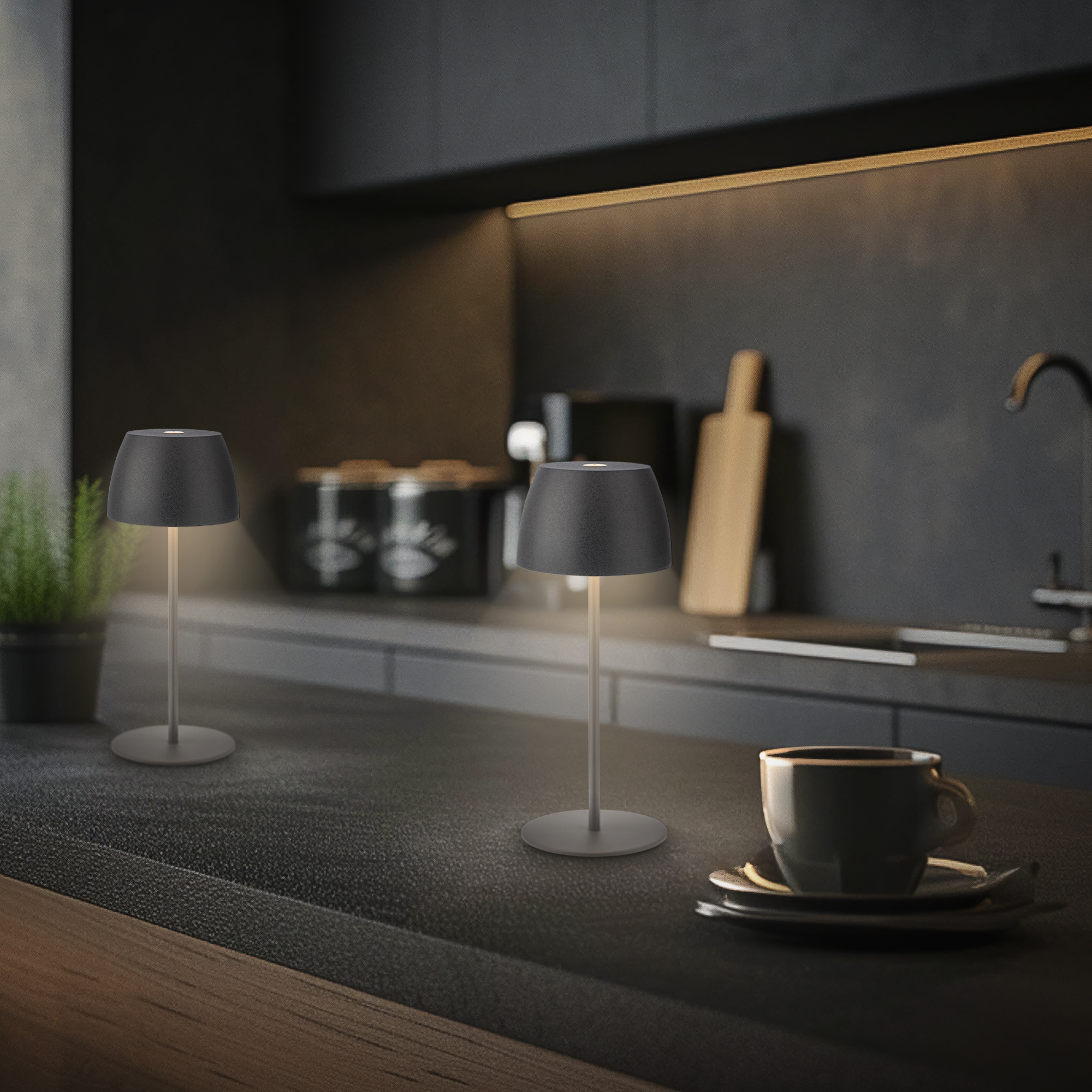 Briloner Leuchten Tischleuchte »2er Set LED Tischlampe kabellos, weiß« 2er Set Tischlampe kabellos 20 x 8 cm Anthrazit 2,5W