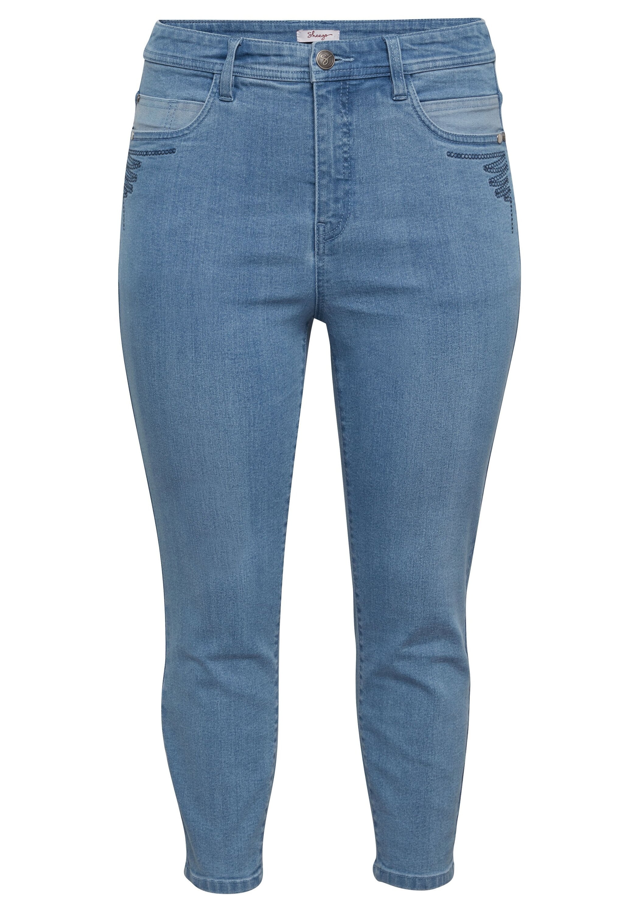 Sheego Stretch-Jeans »Jeans in 7/8-Länge, mit Stickerei vorn«
