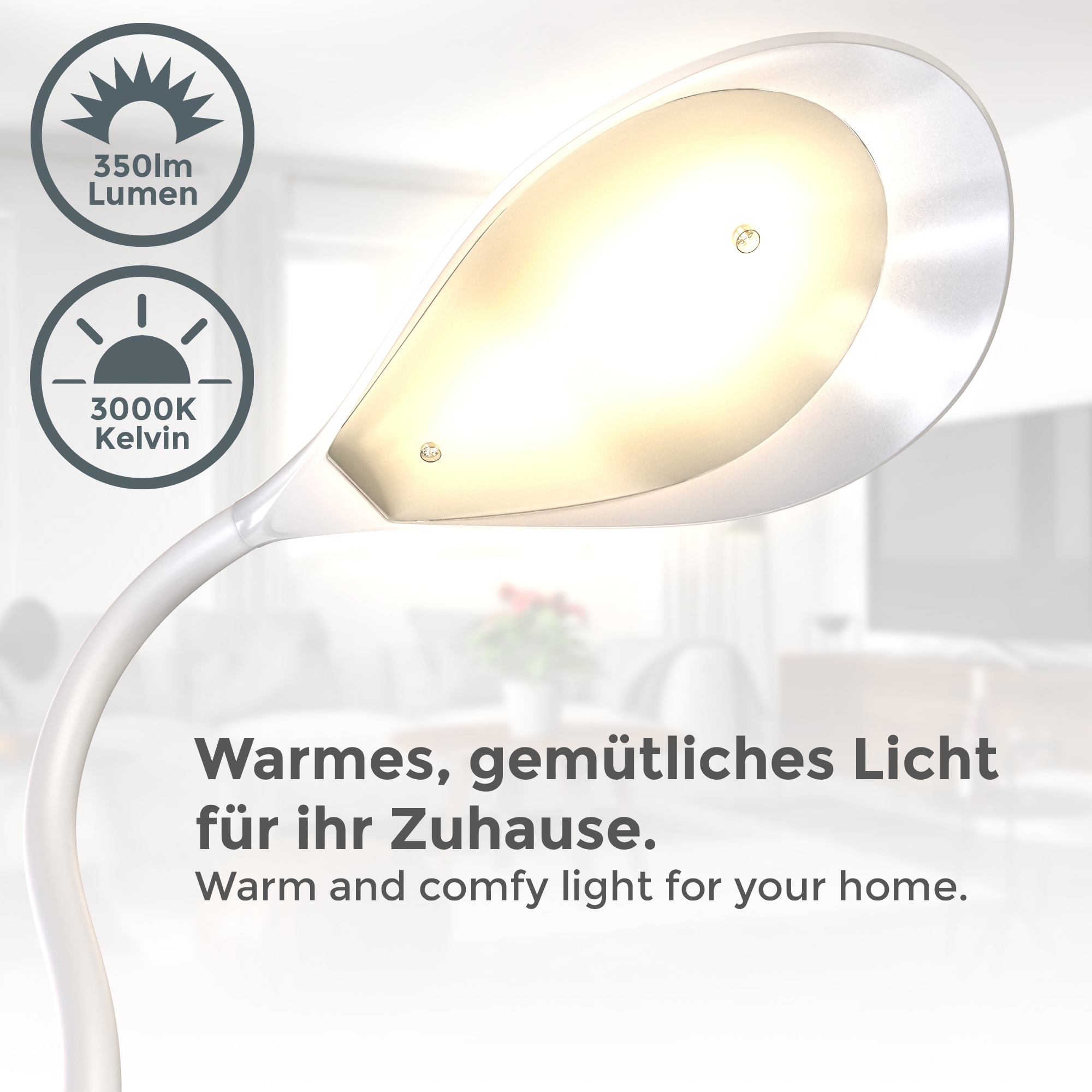 B.K.Licht Klemmleuchte, 1 flammig, Leuchtmittel LED-Modul | LED fest integriert, Schreibtischleuchte, flexibel, schwenkbar, warmweiß, Leselampe, weiß