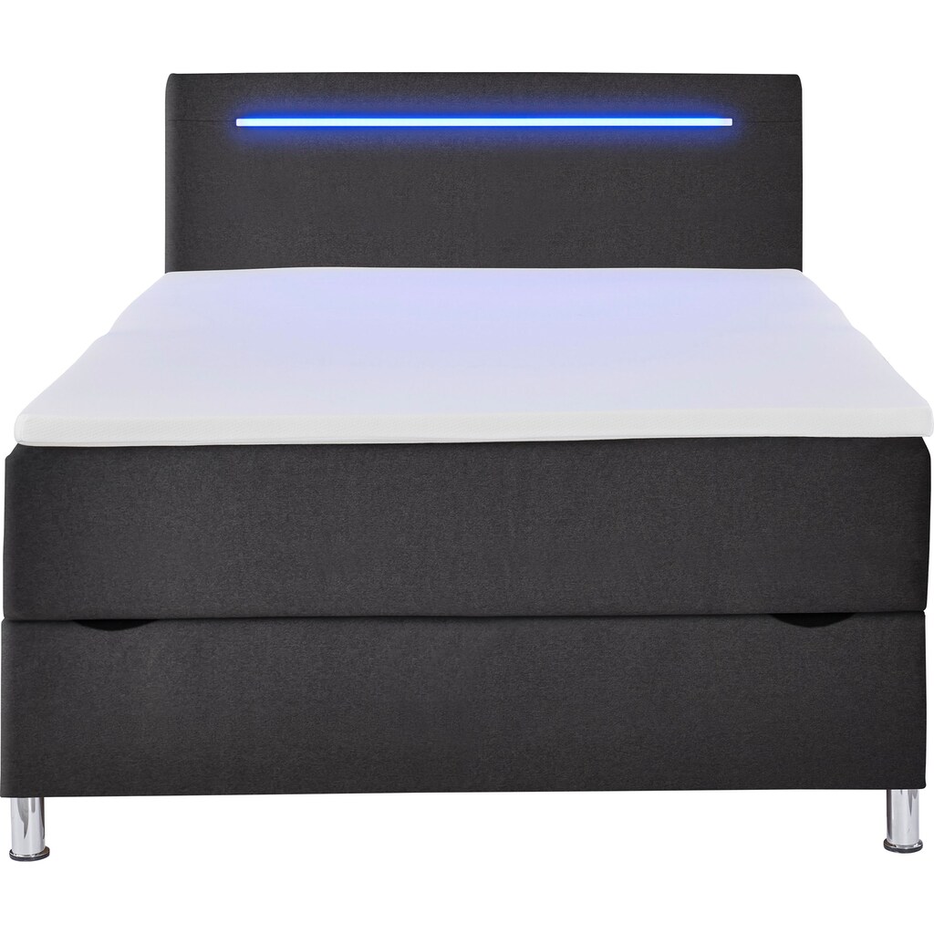 meise.möbel Boxbett »Candela«, mit LED-Beleuchtung, Bettkasten und Topper