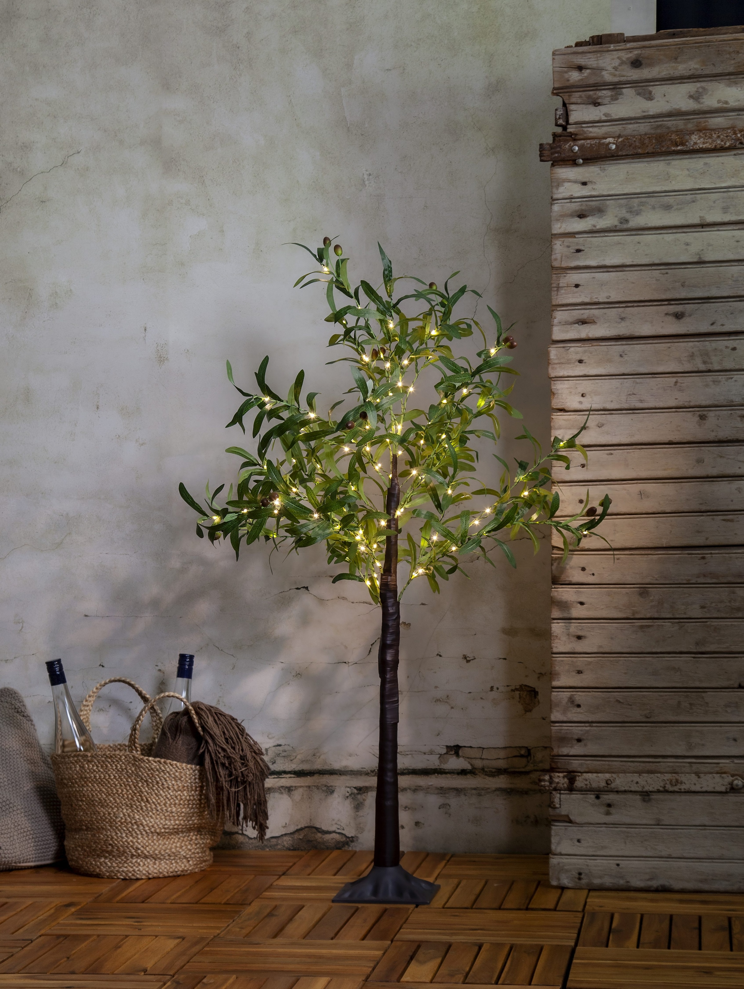 Parforce Traditional Hunting LED Baum »Deko-Baum Olivec« LED-Board 1 Stk. Warmweiß Mediterrane Olivenbaum-Optik, LEDs warmweiß, 120cm Höhe, Außentrafo
