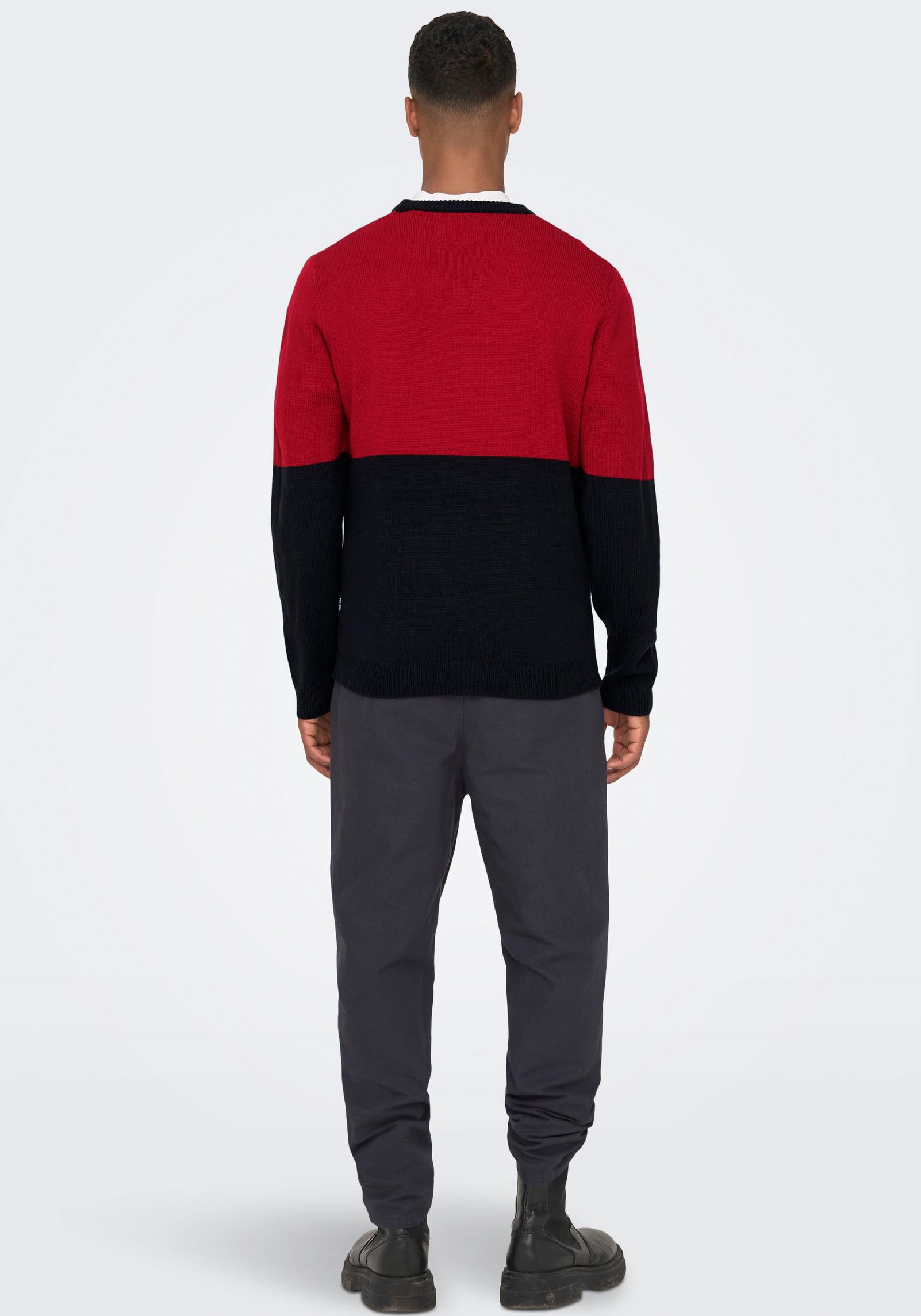 ONLY & SONS Weihnachtspullover mit Bündchen an Ärmel und Saum