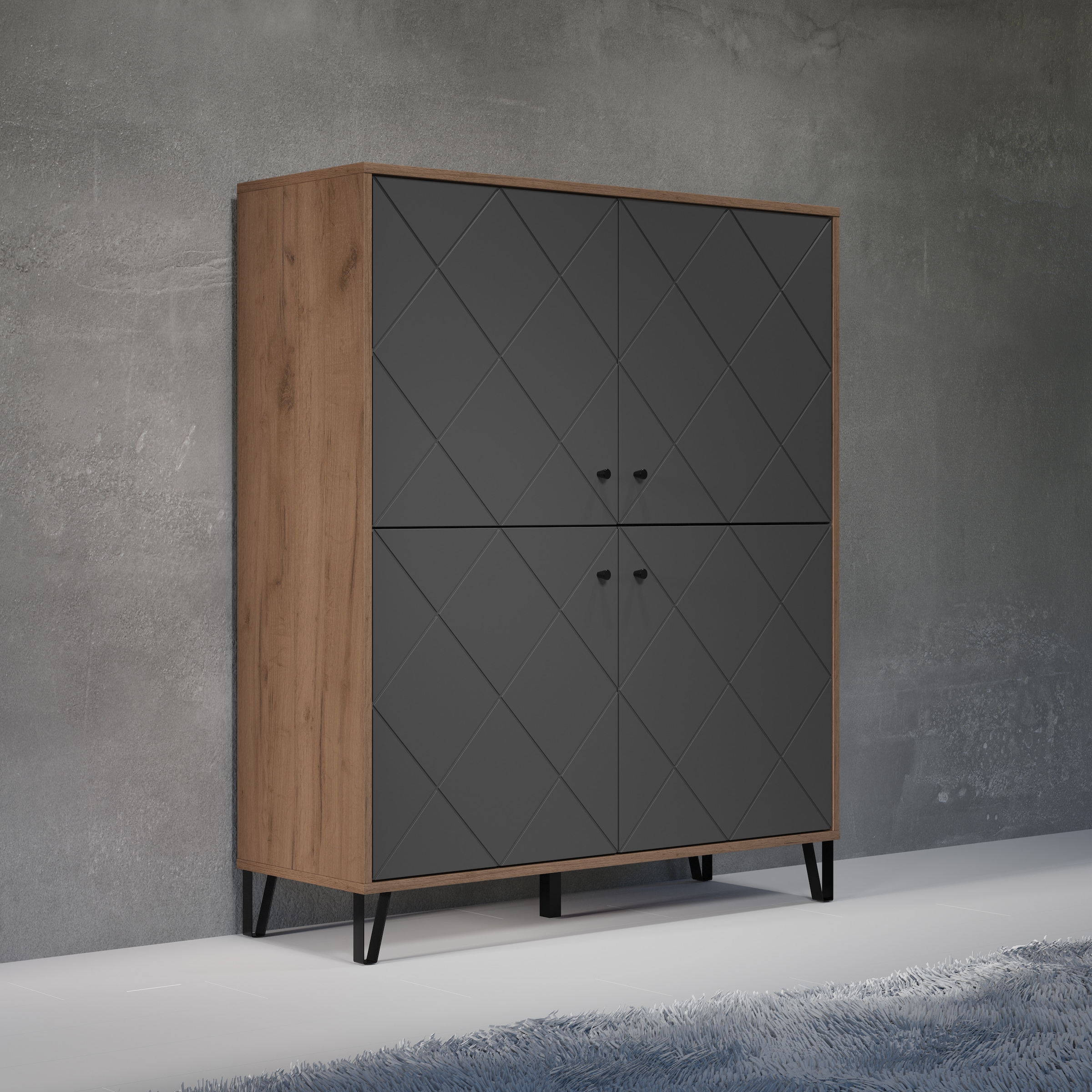 Places of Style Highboard »Molveno«, (1 St.), mit strukturierten Fronten, Soft-Close, Breite 123 cm