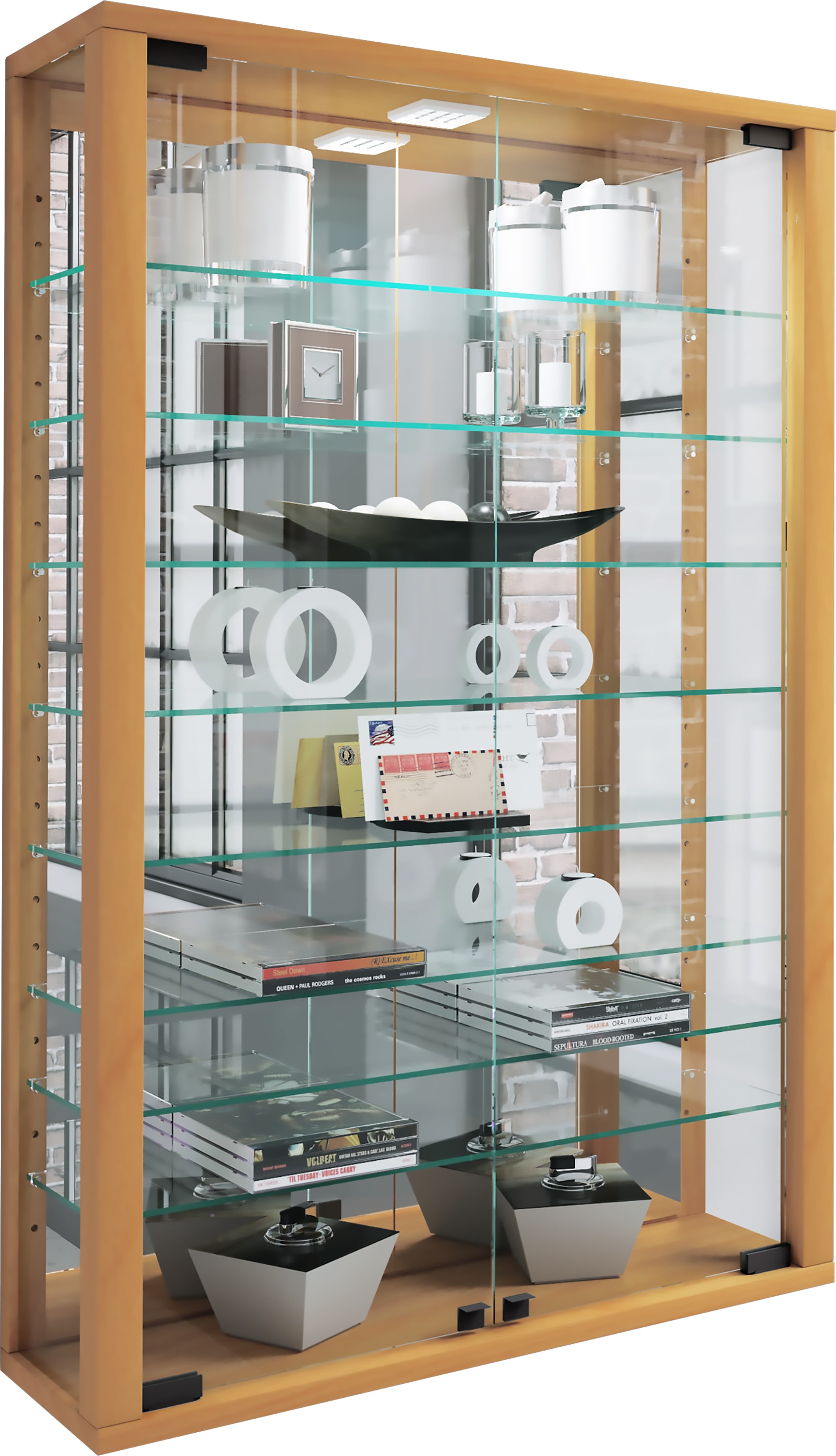 VCM Wandregal "Wandvitrine Glasvitrine Vitrosa Mini Spiegel"