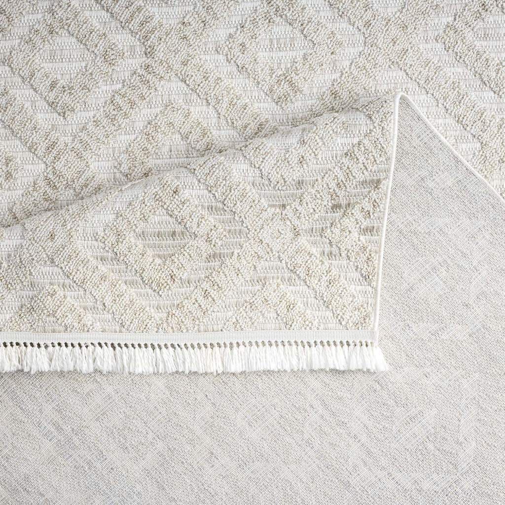 Carpet City Teppich »CLASICO 8927«, rechteckig, 11 mm Höhe, Läufer, Kurzflor, Hochtief-Muster, Boho, Fransen, Wohnzimmer