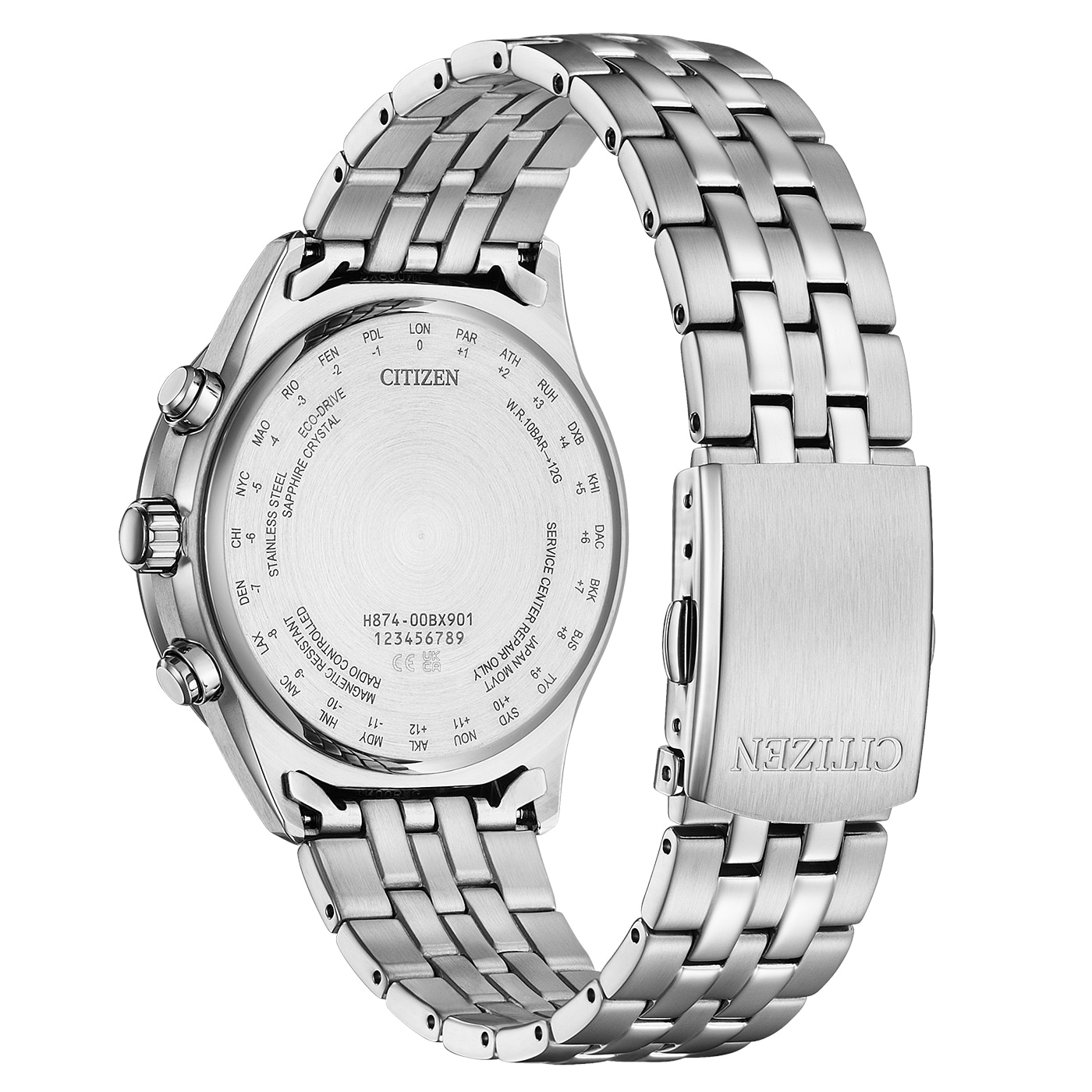 Citizen Funkuhr »Funkuhren Mondphase« Quarzuhr, Armbanduhr, Herrenuhr, Edelstahlarmband, analog, Big Date