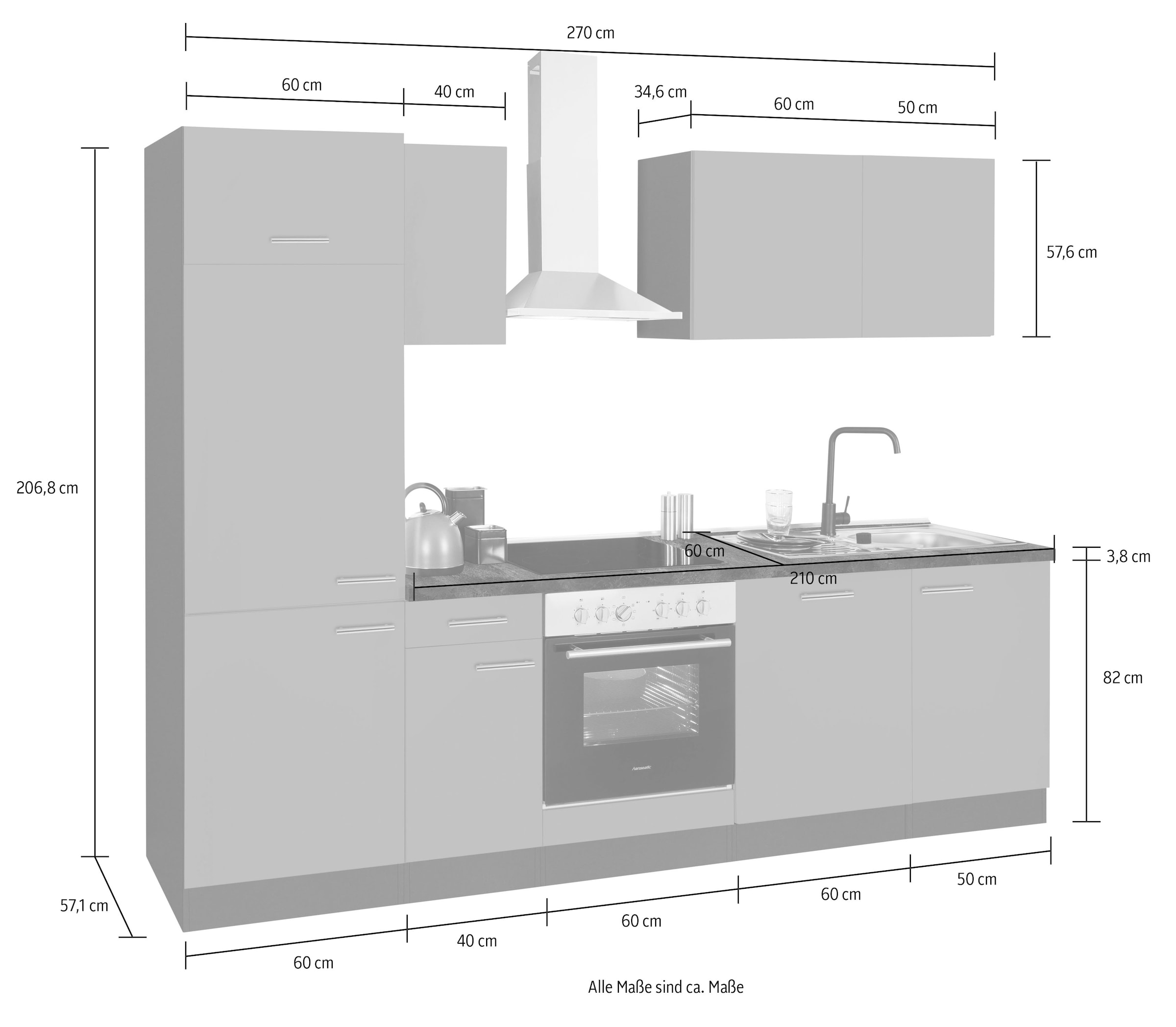 OPTIFIT Küchenzeile »Malika«, Breite mit 270 Raten auf bestellen Hanseatic-E-Geräten cm