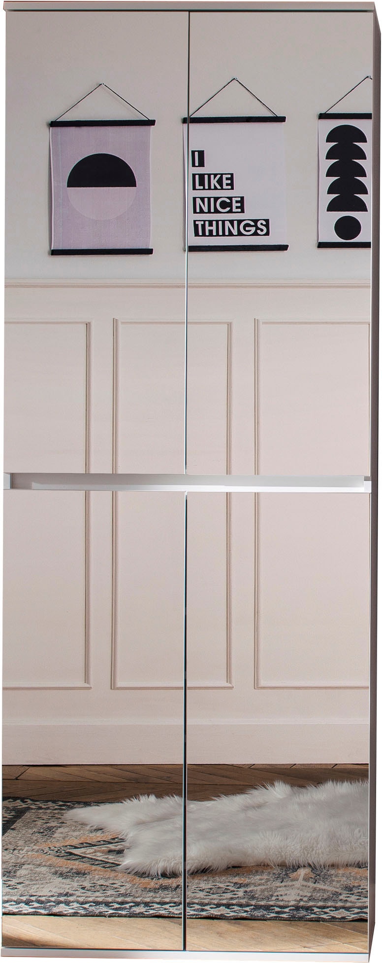 INOSIGN Garderoben-Set »Malcesine«, (3 St.), 3 Mehrzweckschränke mit Spiegelglasfronten - (B/T/H) 222/34/191 cm