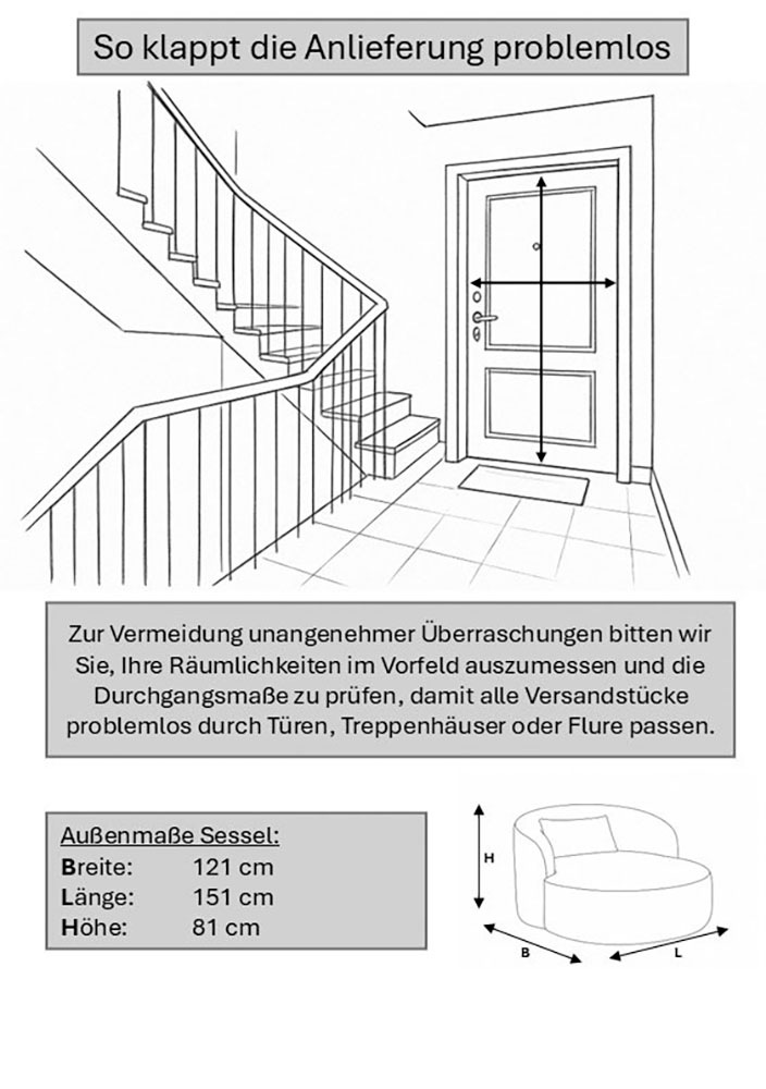LeGer Home by Lena Gercke XXL-Sessel »Yllara, moderner Lesesessel, Loveseat mit großzügiger Sitzfläche« mit geschwungener Rückenlehne in Samt oder Struktur
