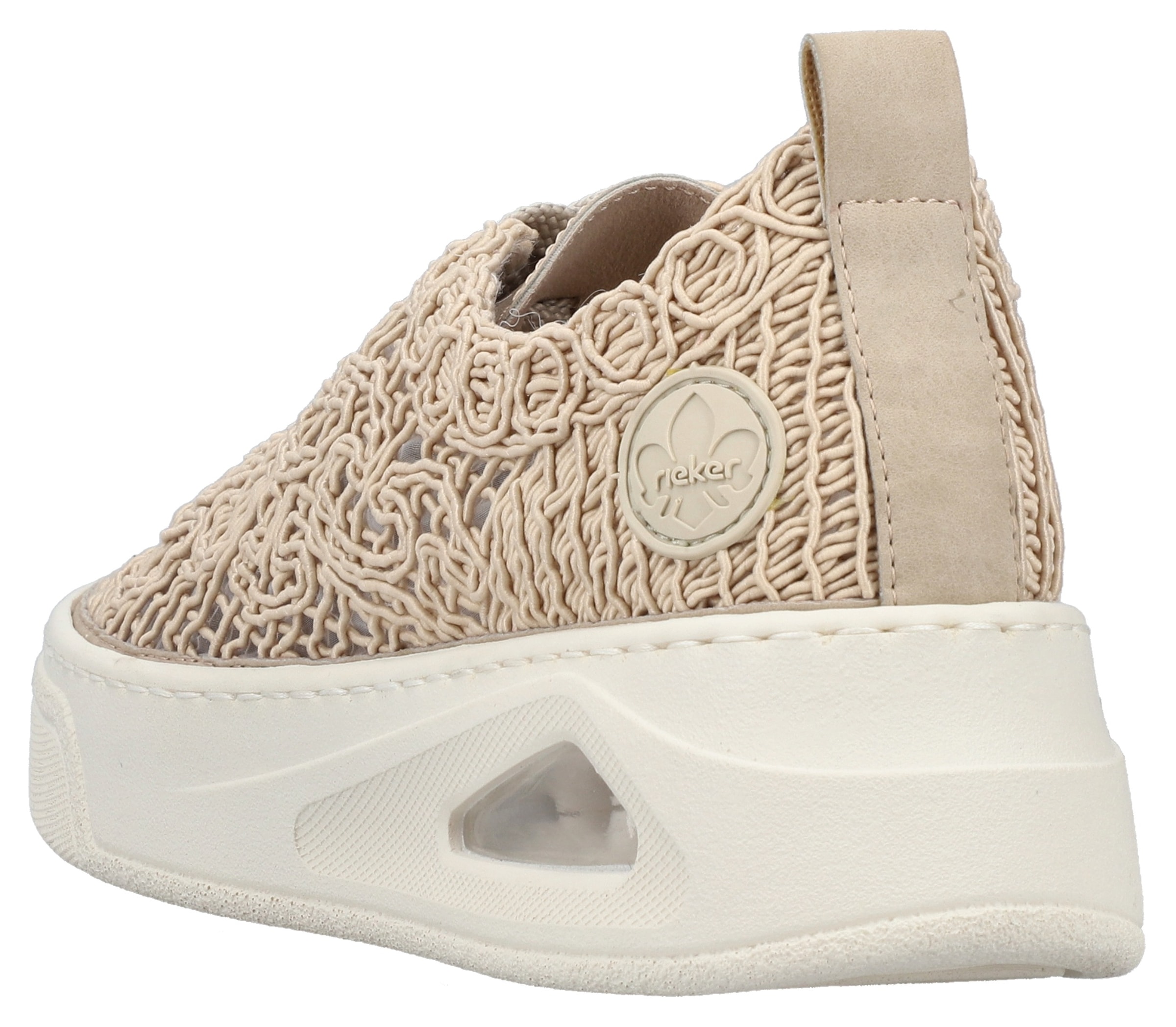 Rieker Plateausneaker, Schnürschuh, Halbschuh in sommerlicher Makramee-Optik