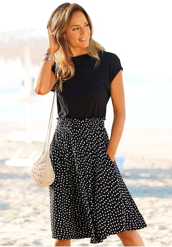 Jerseykleid, mit Paperbag-Bund und Taschen, Druckkleid, sommerlich, elegant