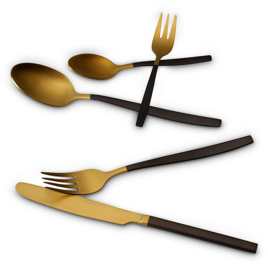 ECHTWERK Besteck-Set »Positano Due«, (Set, 20 tlg.), Tafelbesteck, PVD beschichtet, zweifarbig (Gold/Black)