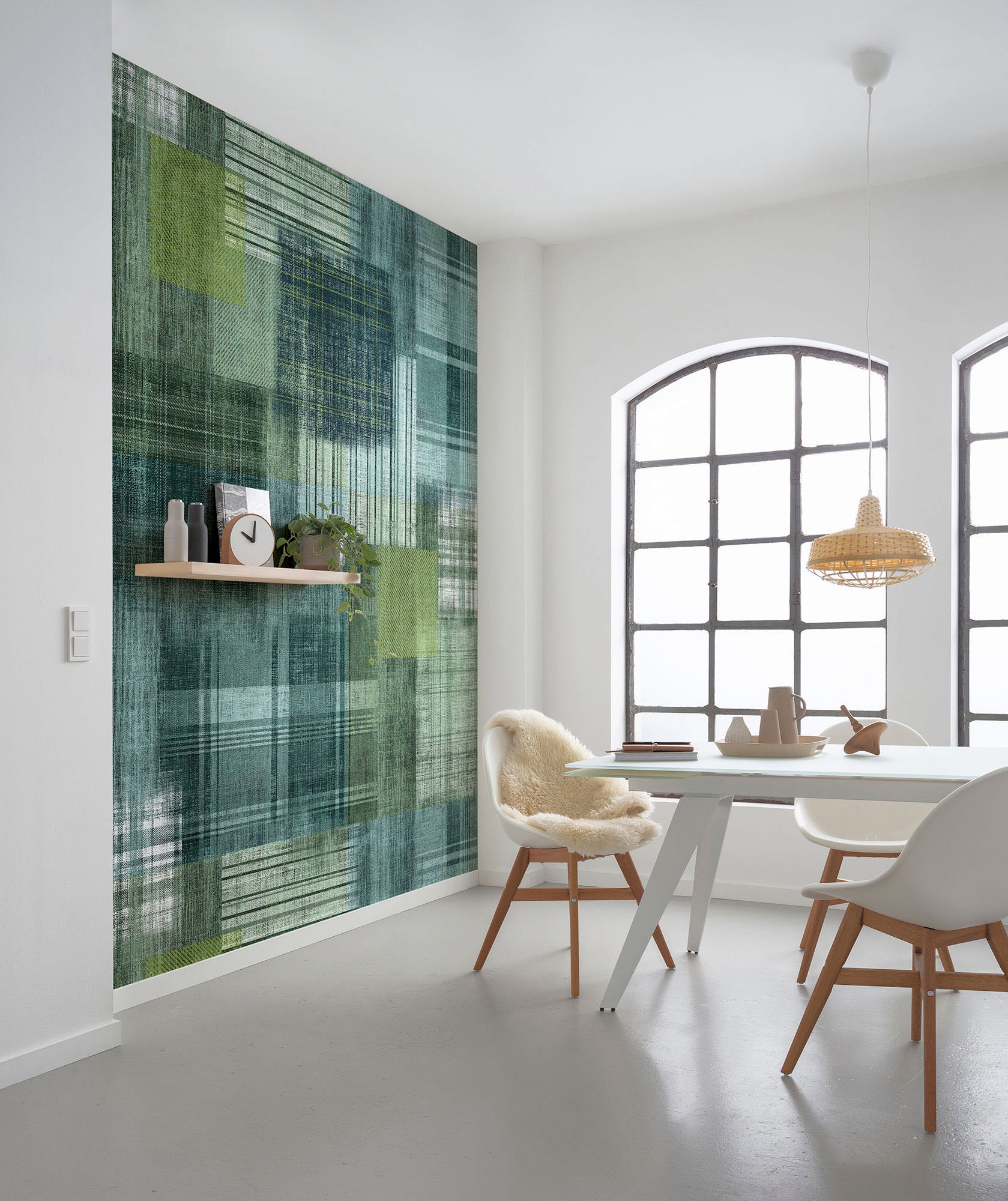 Komar Vliestapete »Digitaldruck Vlies - Patchy Plaid - Größe 200 x 250 cm«, bedruckt, Wohnzimmer, Schlafzimmer