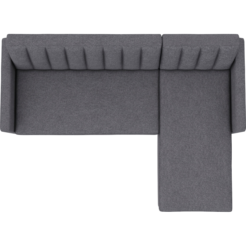 Dorel Home Ecksofa mit Schlafffunktion, Recamiere mit Stauraum beidseitig montierbar, Rückenlehne 2-teilig und 3-fach verstellbar