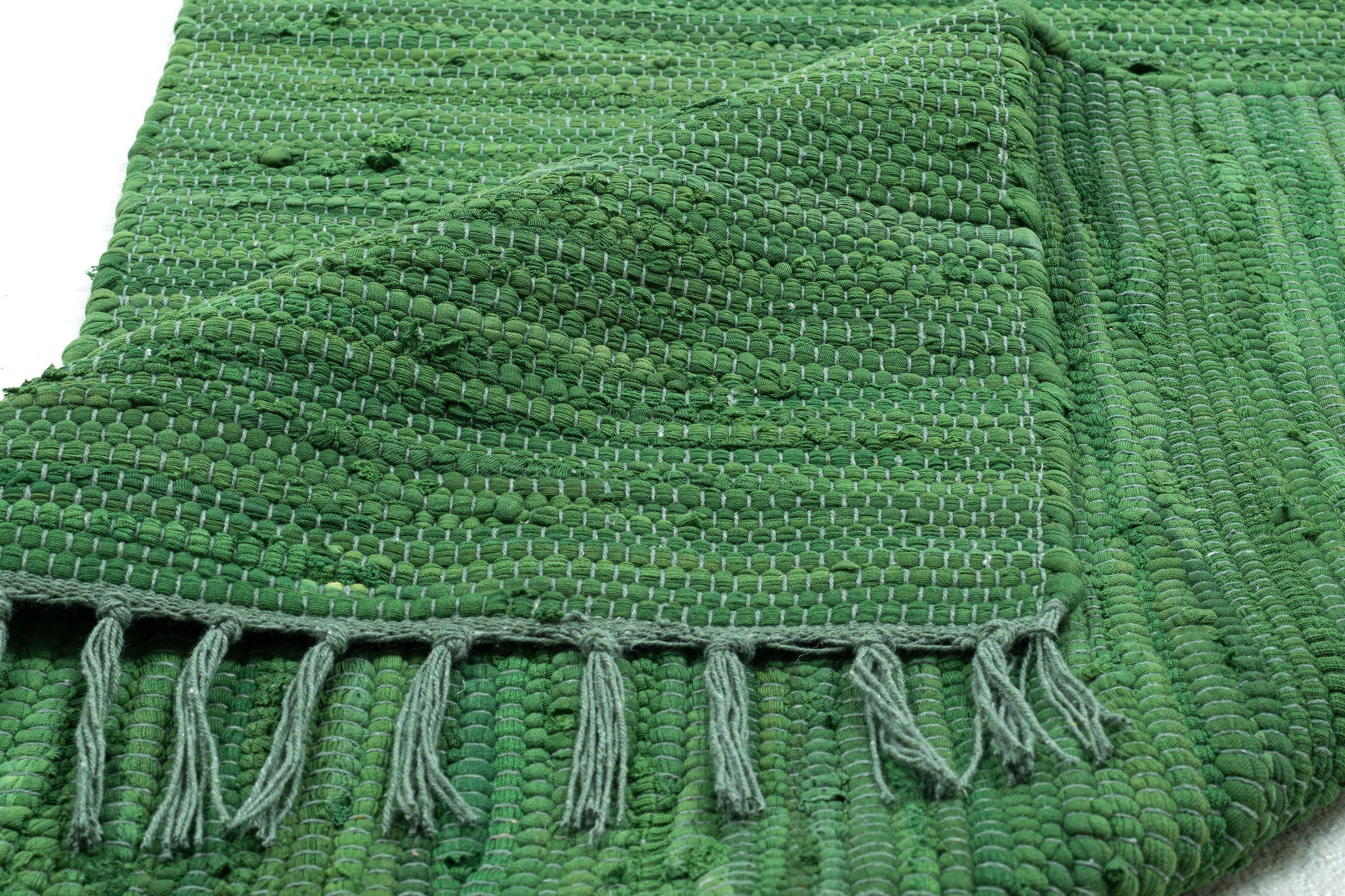 THEKO Teppich »Happy Cotton«, rechteckig, Handweb Teppich, Flachgewebe, reine Baumwolle, handgewebt, mit Fransen