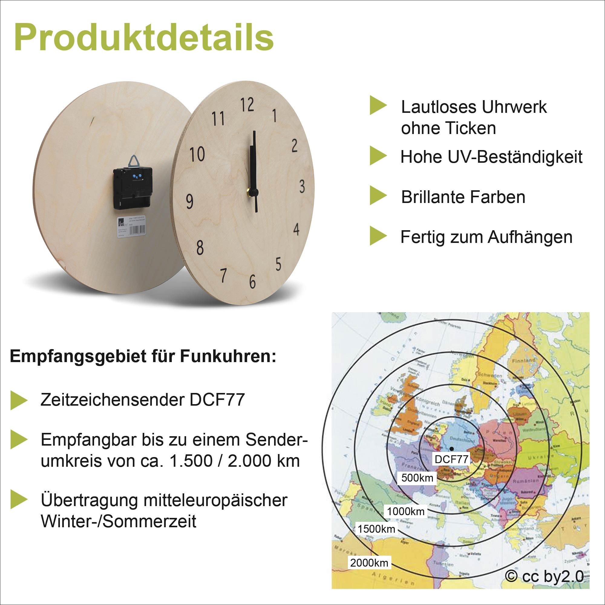 Artland Wanduhr »Ewige Einfachheit«, wahlweise mit Quarz- oder Funkuhrwerk, lautlos ohne Tickgeräusche
