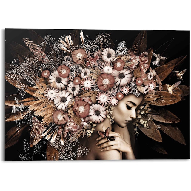 Reinders! Deco-Panel »Blumenreichtum Frau - Schmetterling - Strauß -  Romantik«, Blumen, (1 St.) auf Rechnung kaufen